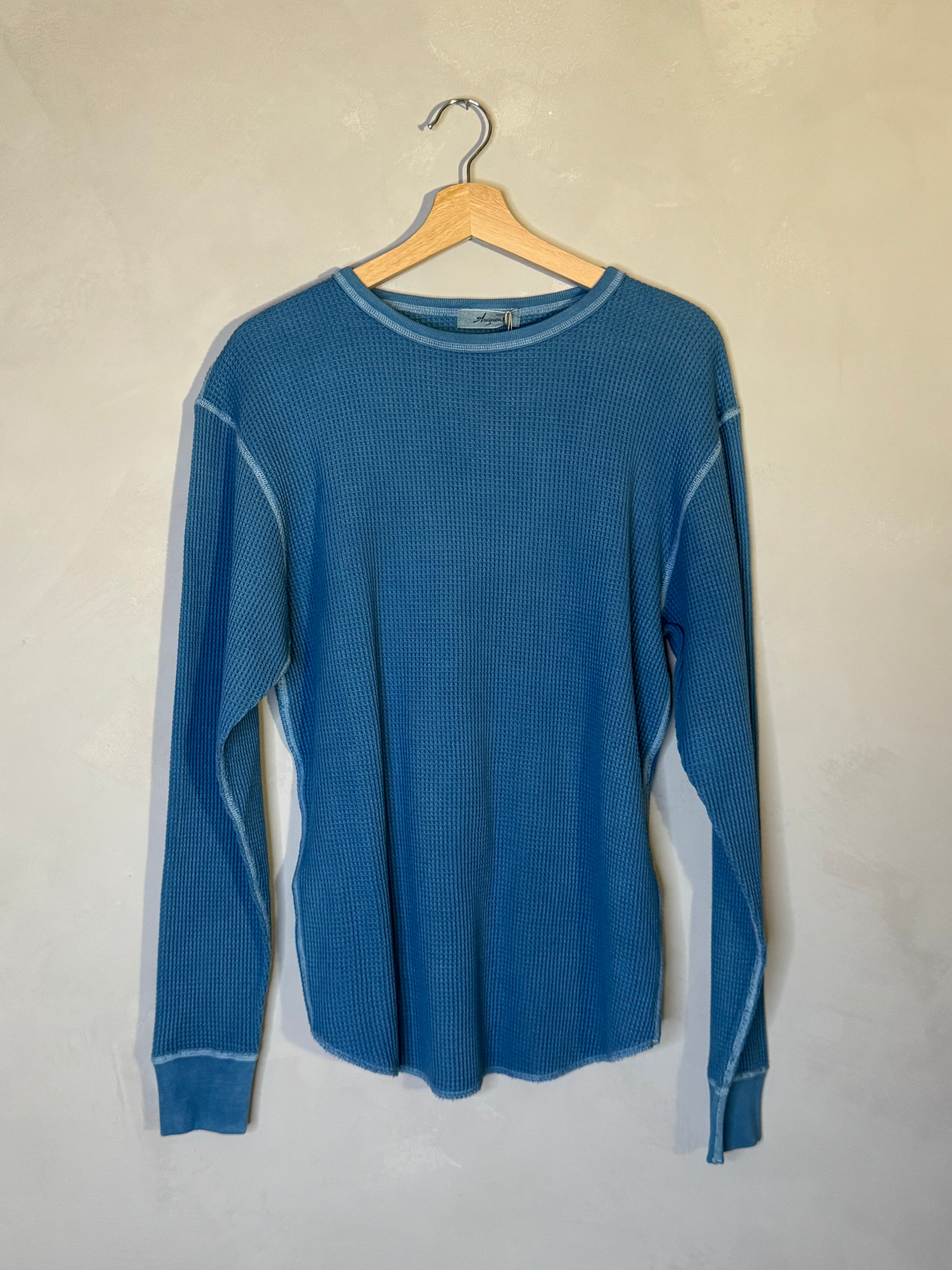 Ichi Antiquites indigo waffle knit cotton shirt