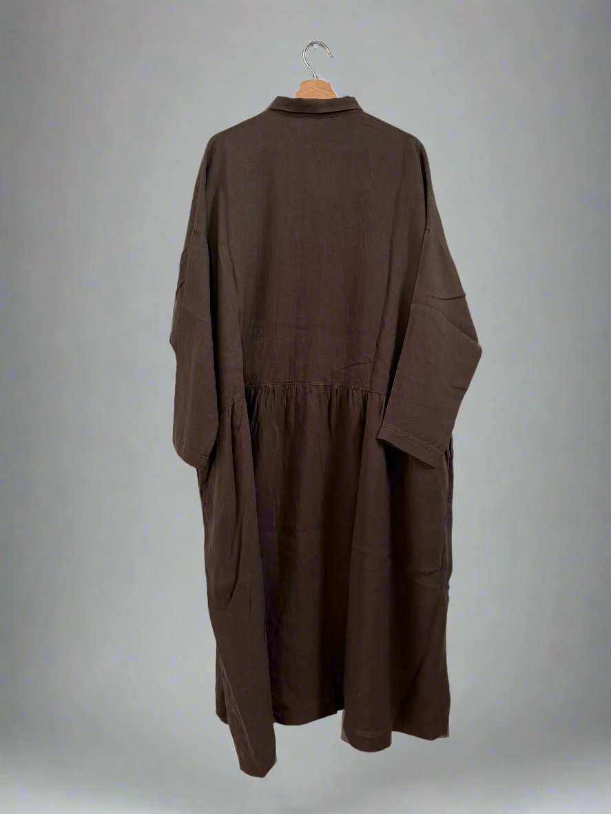 Ichi antiquites Charcoal brown linen dress