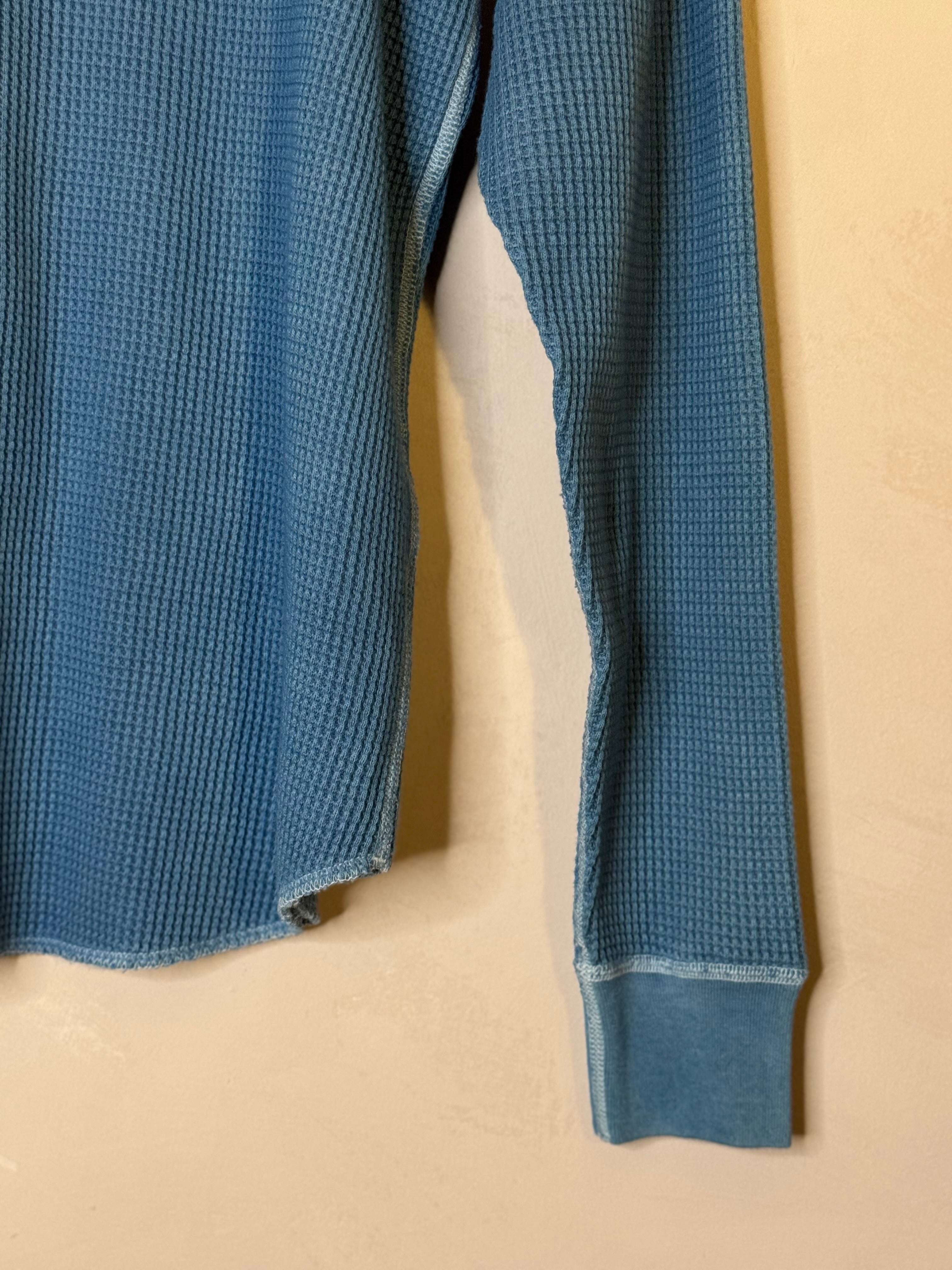 Ichi Antiquites indigo waffle knit cotton shirt