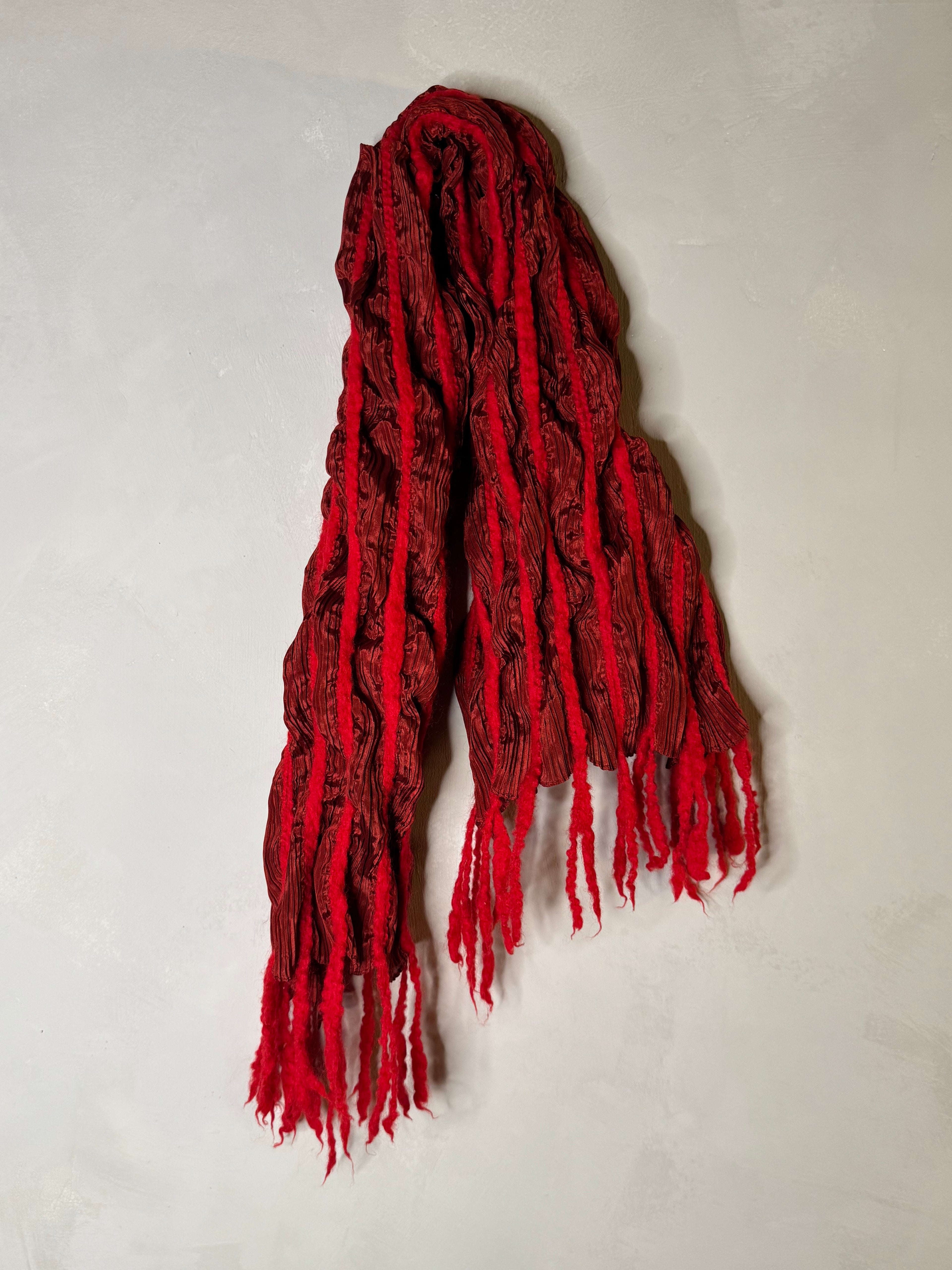 pleats please by Issey Miyake red scarf