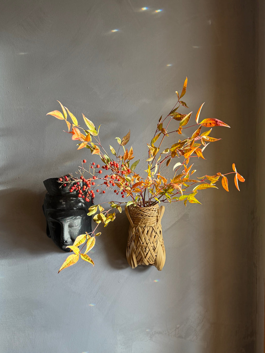 Japanese ikebana basketry wall vase