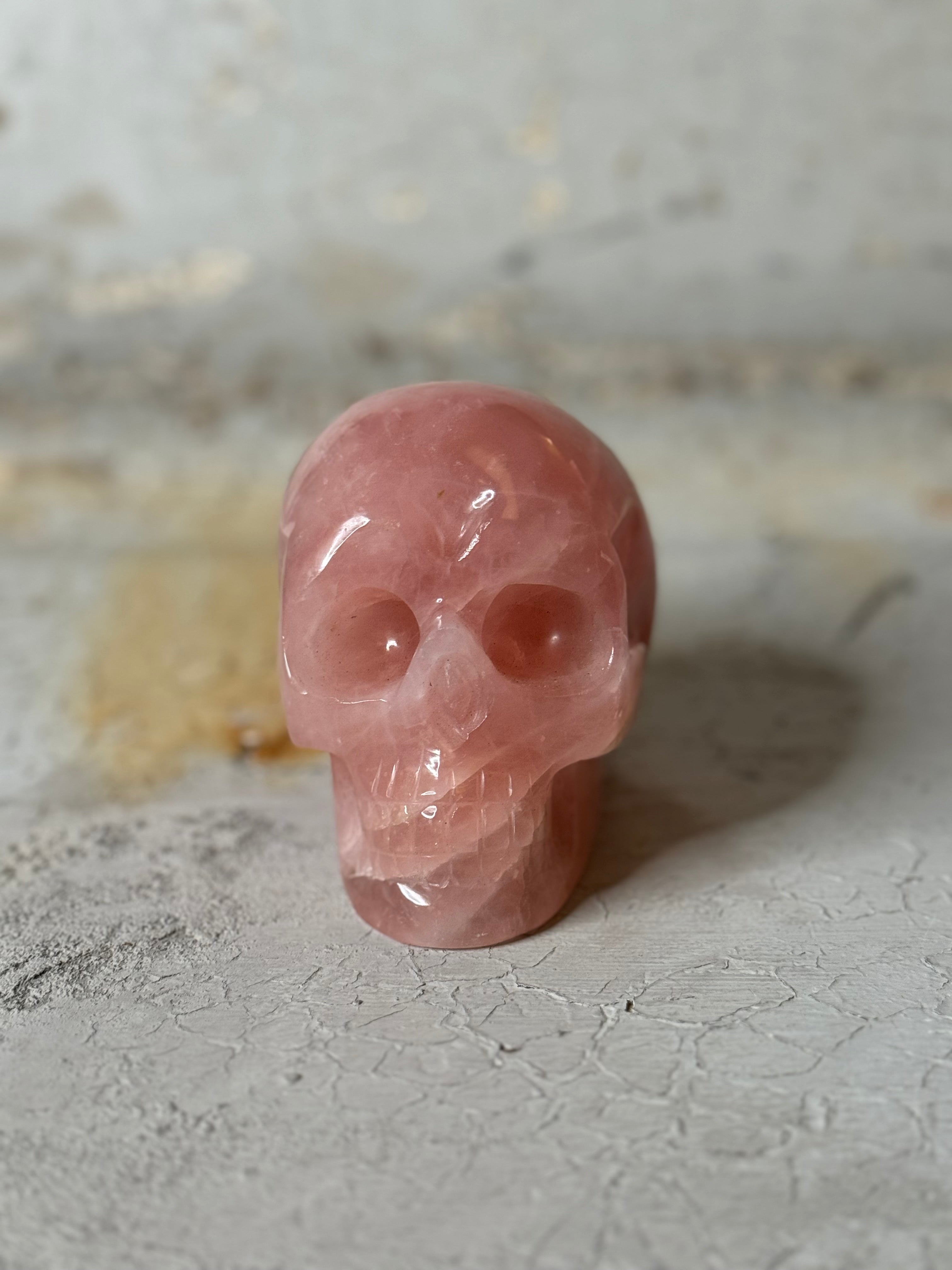 rose quartz crystal skull