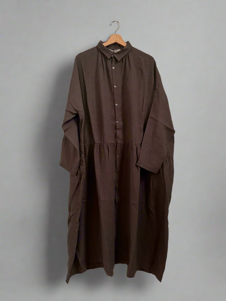 Ichi antiquites Charcoal brown linen dress