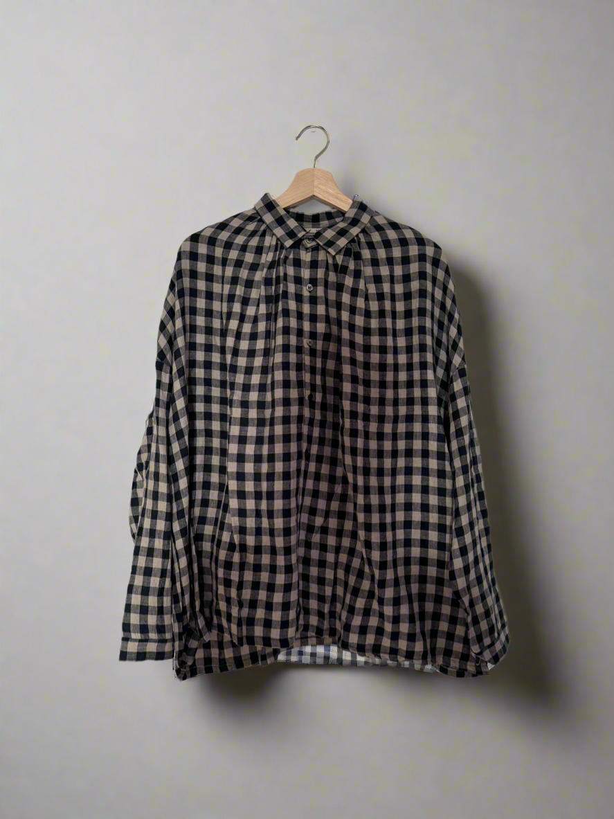 Ichi antiquites Gingham blue and white linen shirt