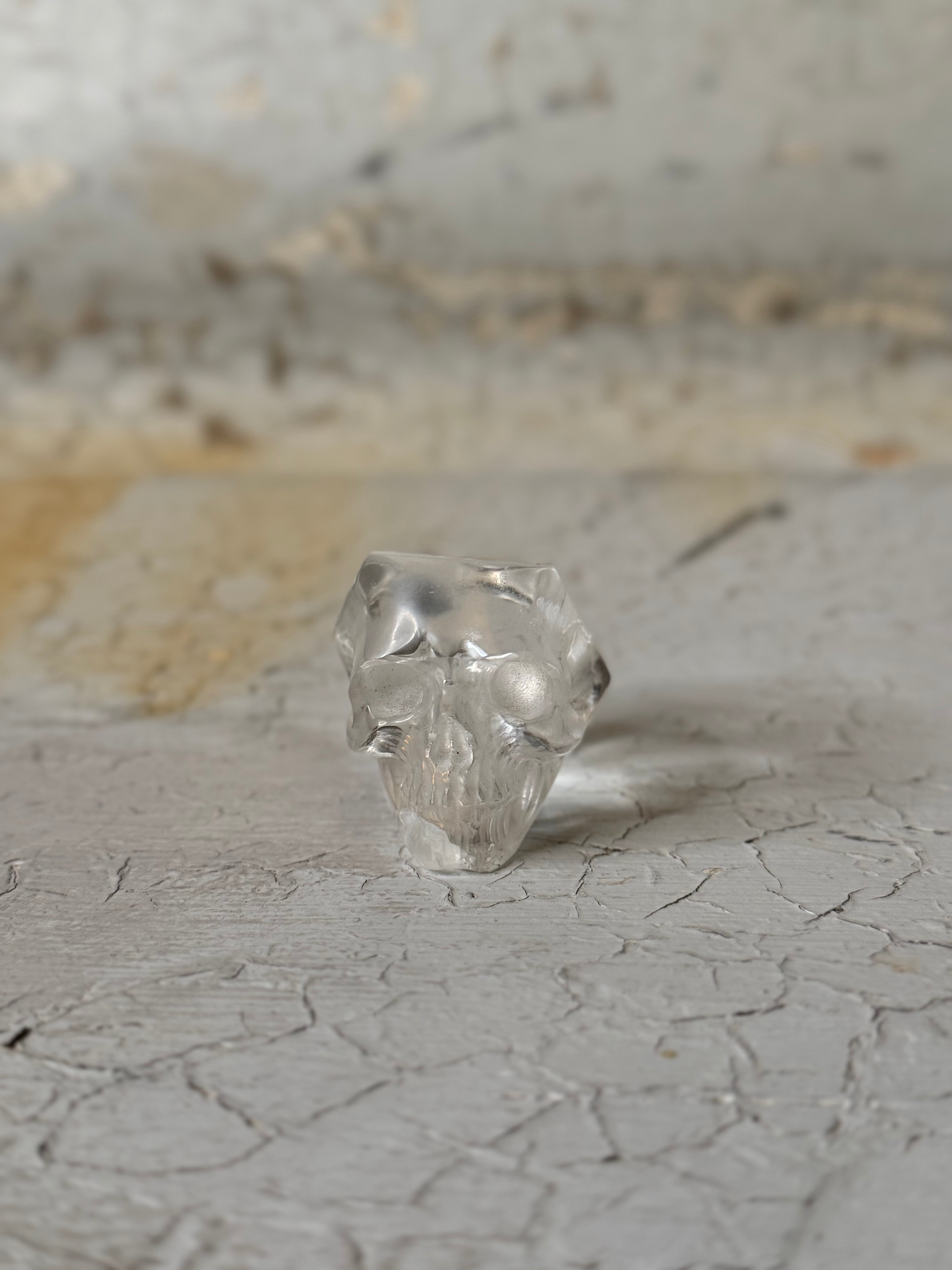 clear quartz crystal skull - hand carved