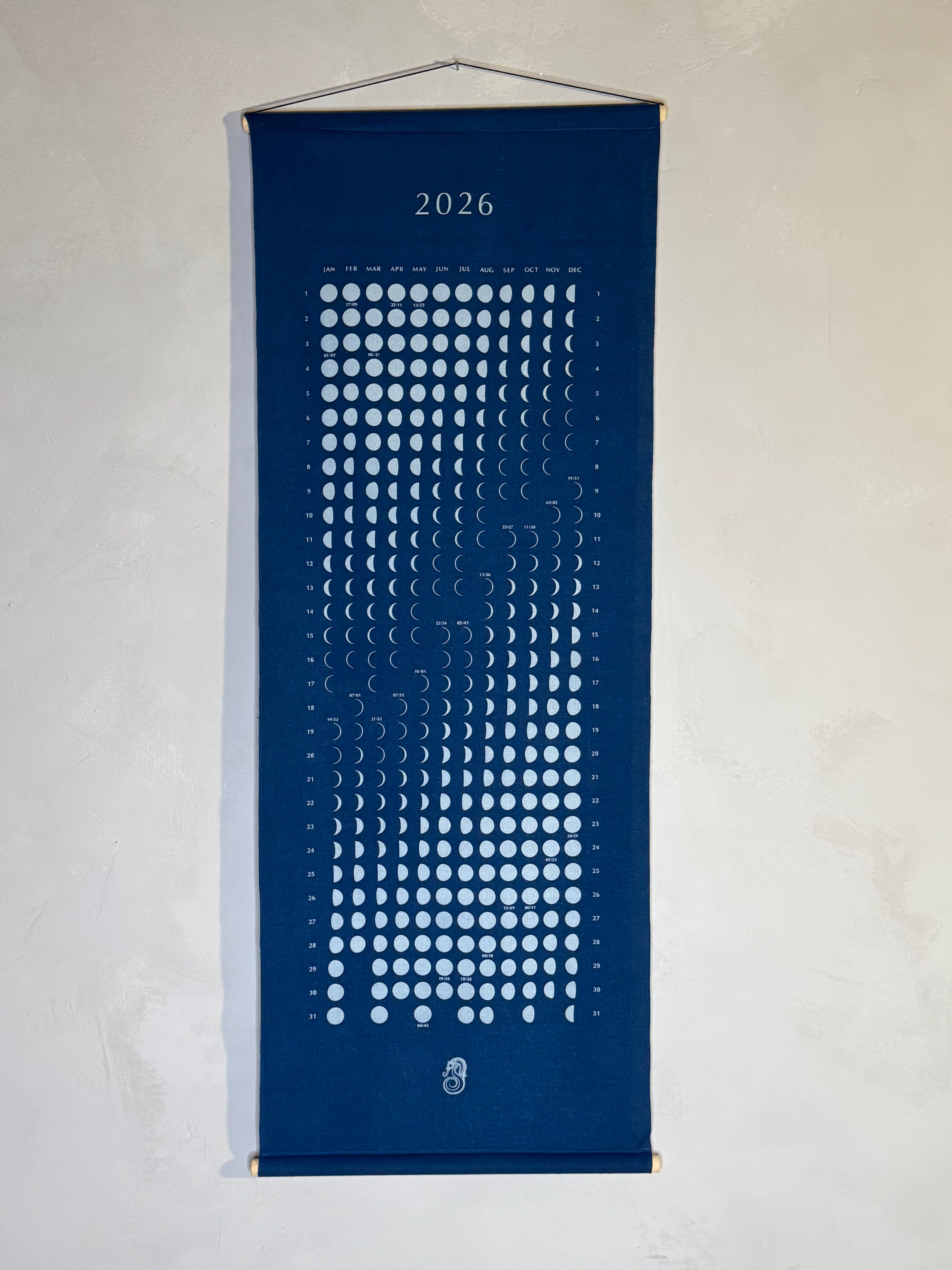 Japanese indigo moon phase calendar