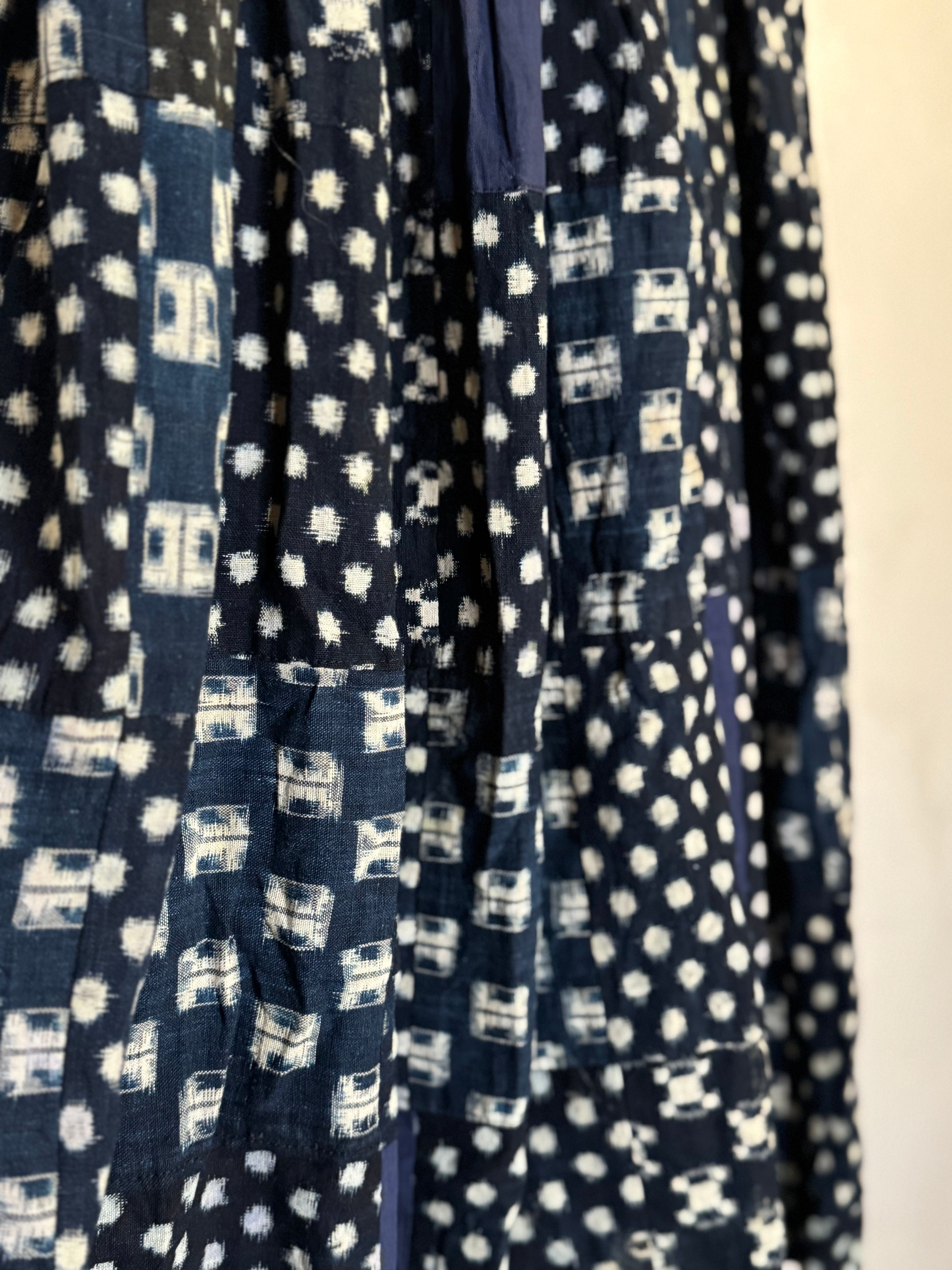 Handmade indigo patchwork skirt