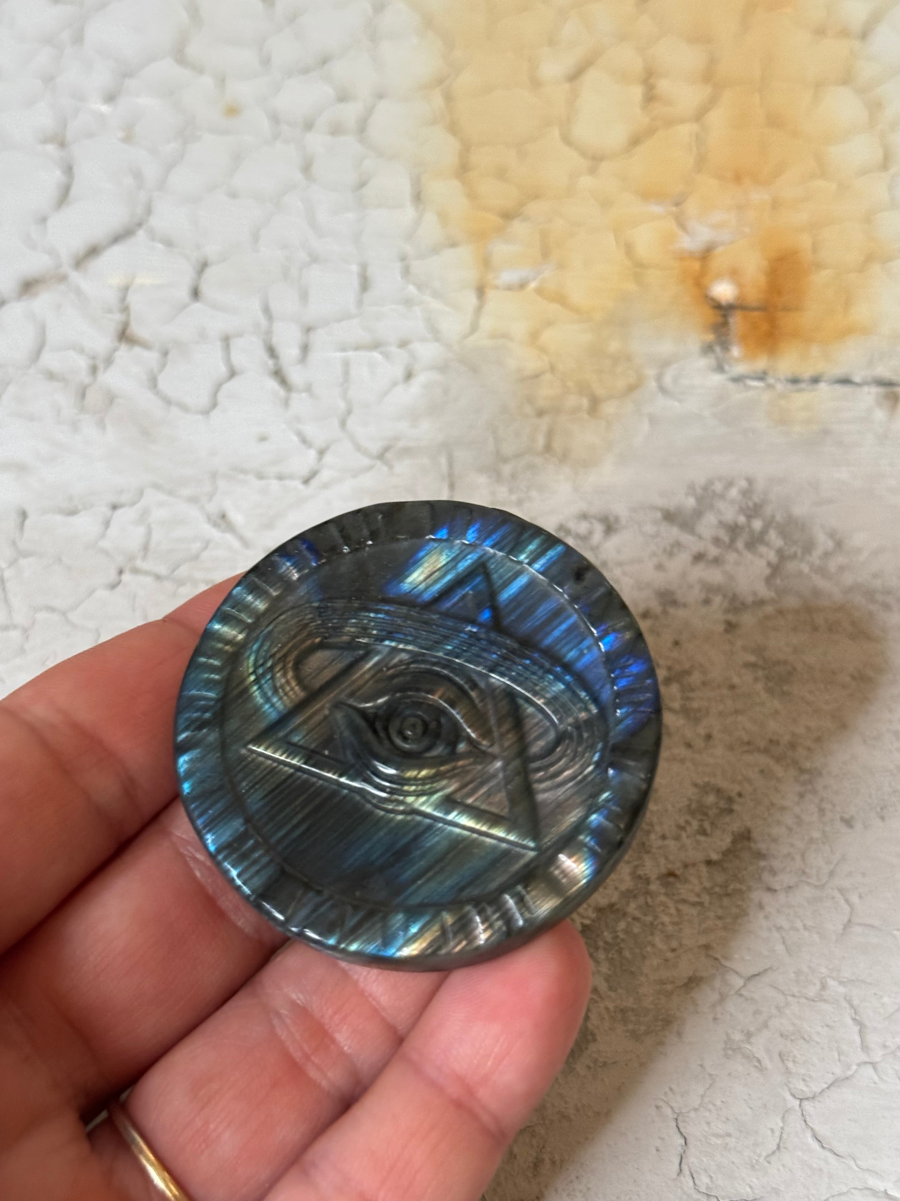labradorite all seeing eye coin