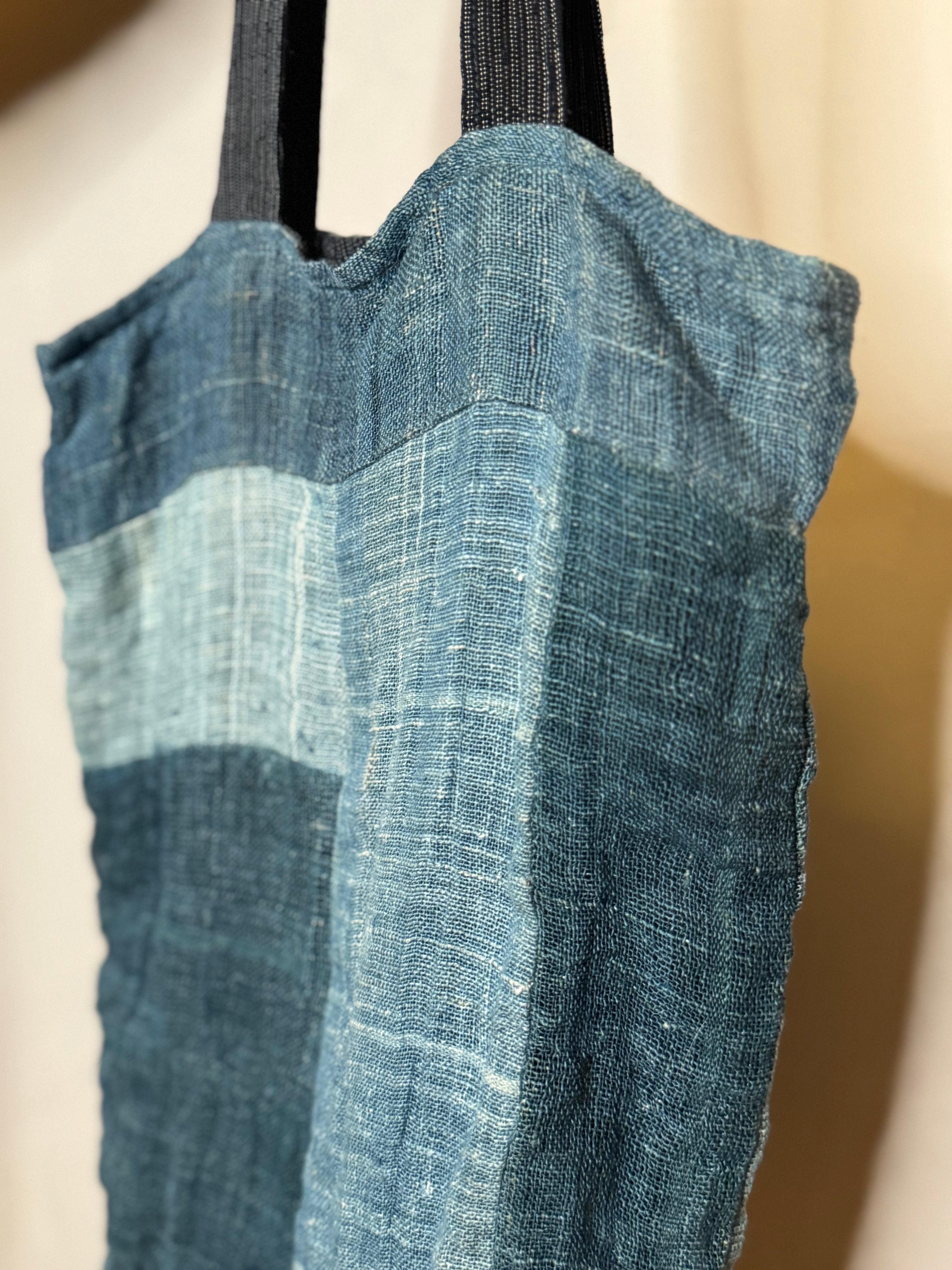 Linen handmade indigo tote