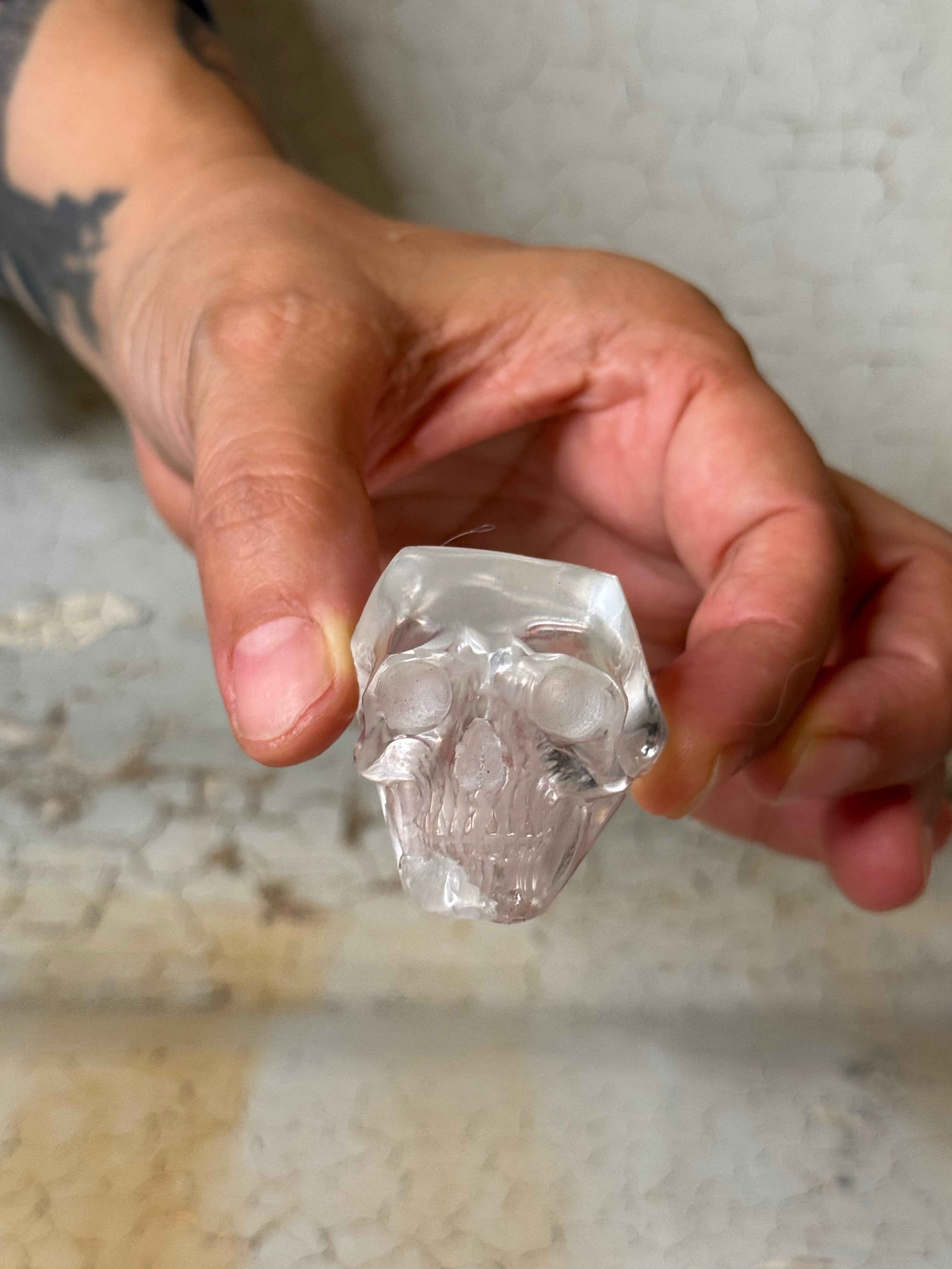 clear quartz crystal skull - hand carved