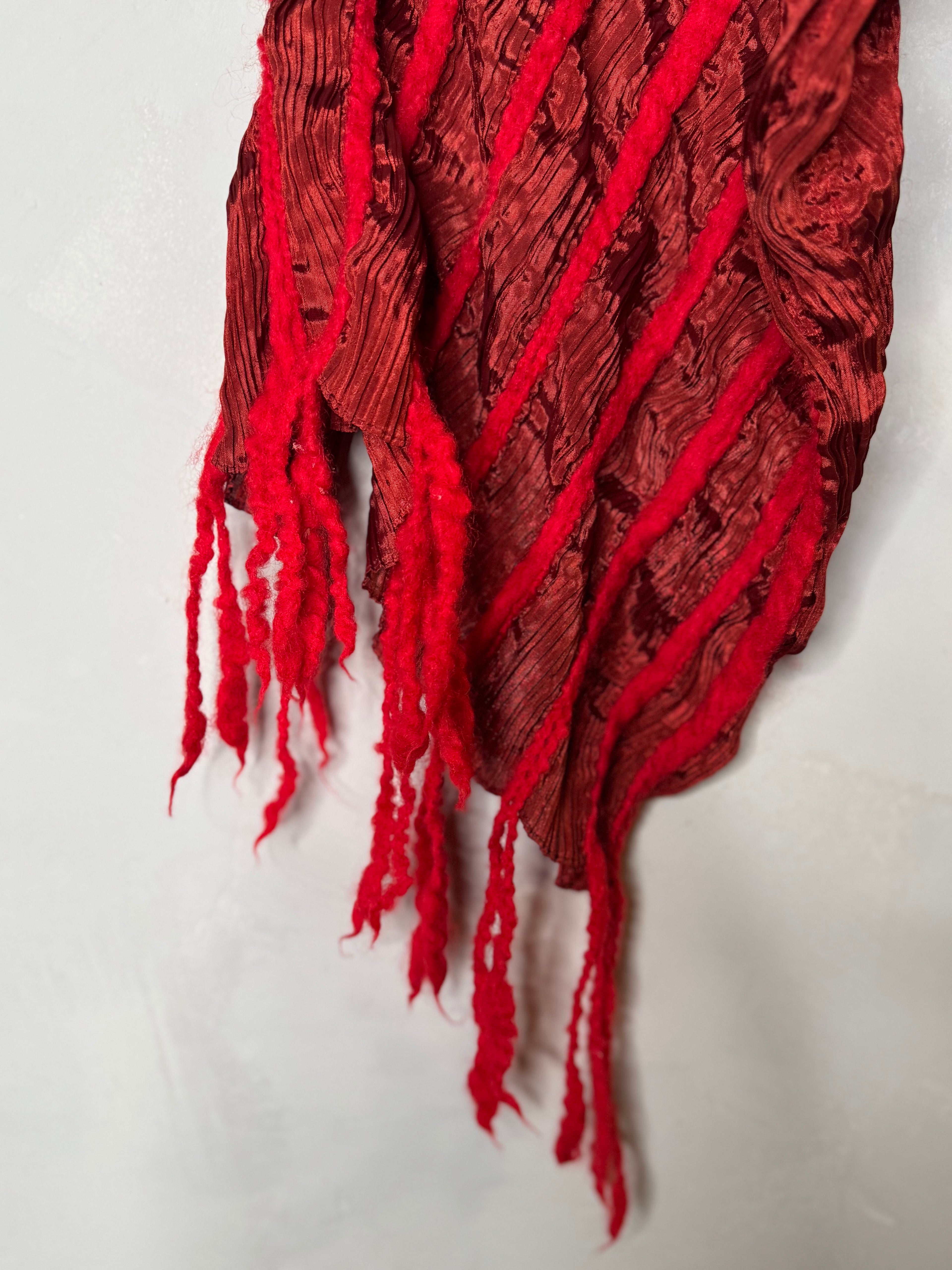 pleats please by Issey Miyake red scarf