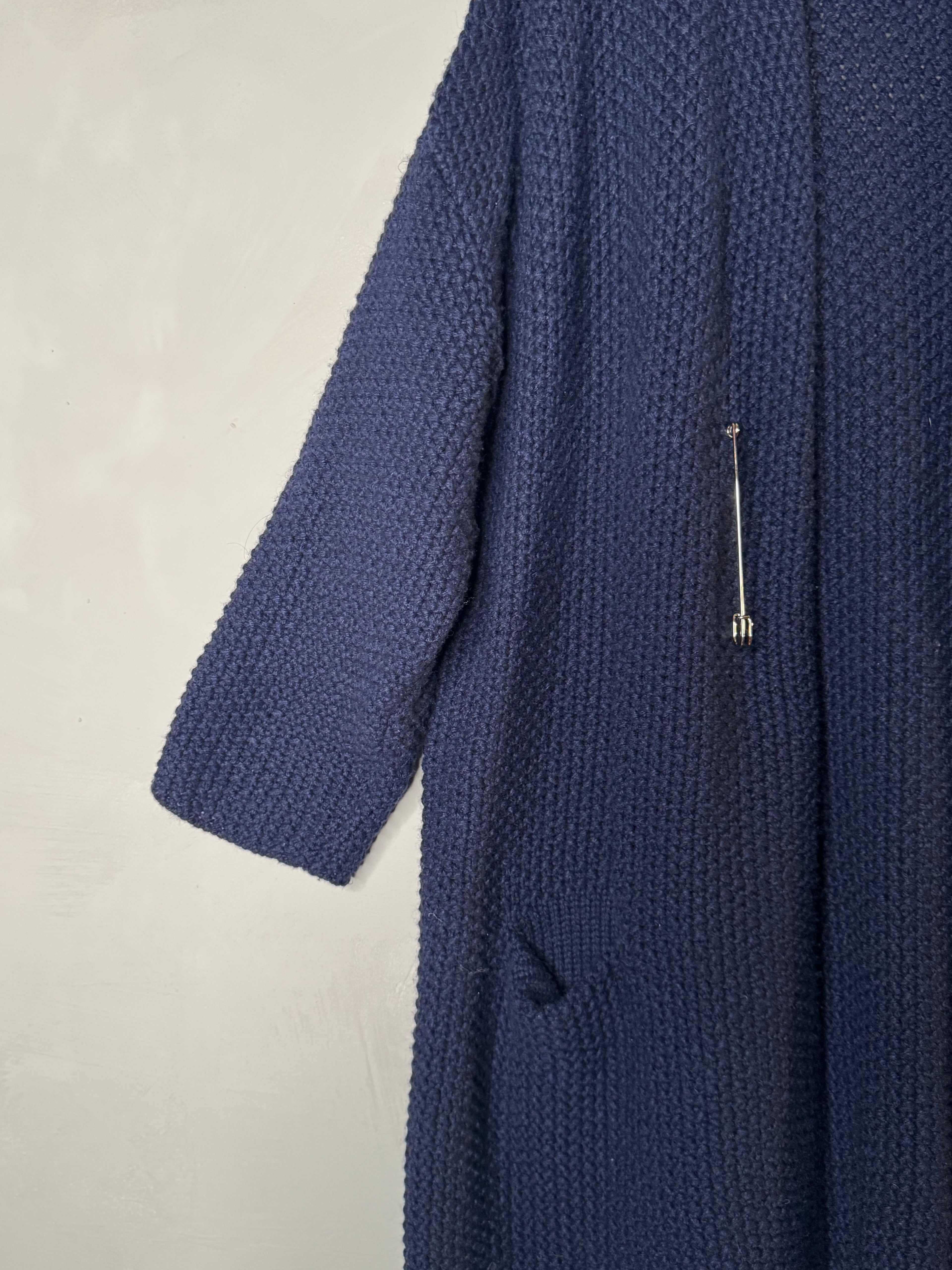 ichi 3/4 length knit wool cardigan with safety pin