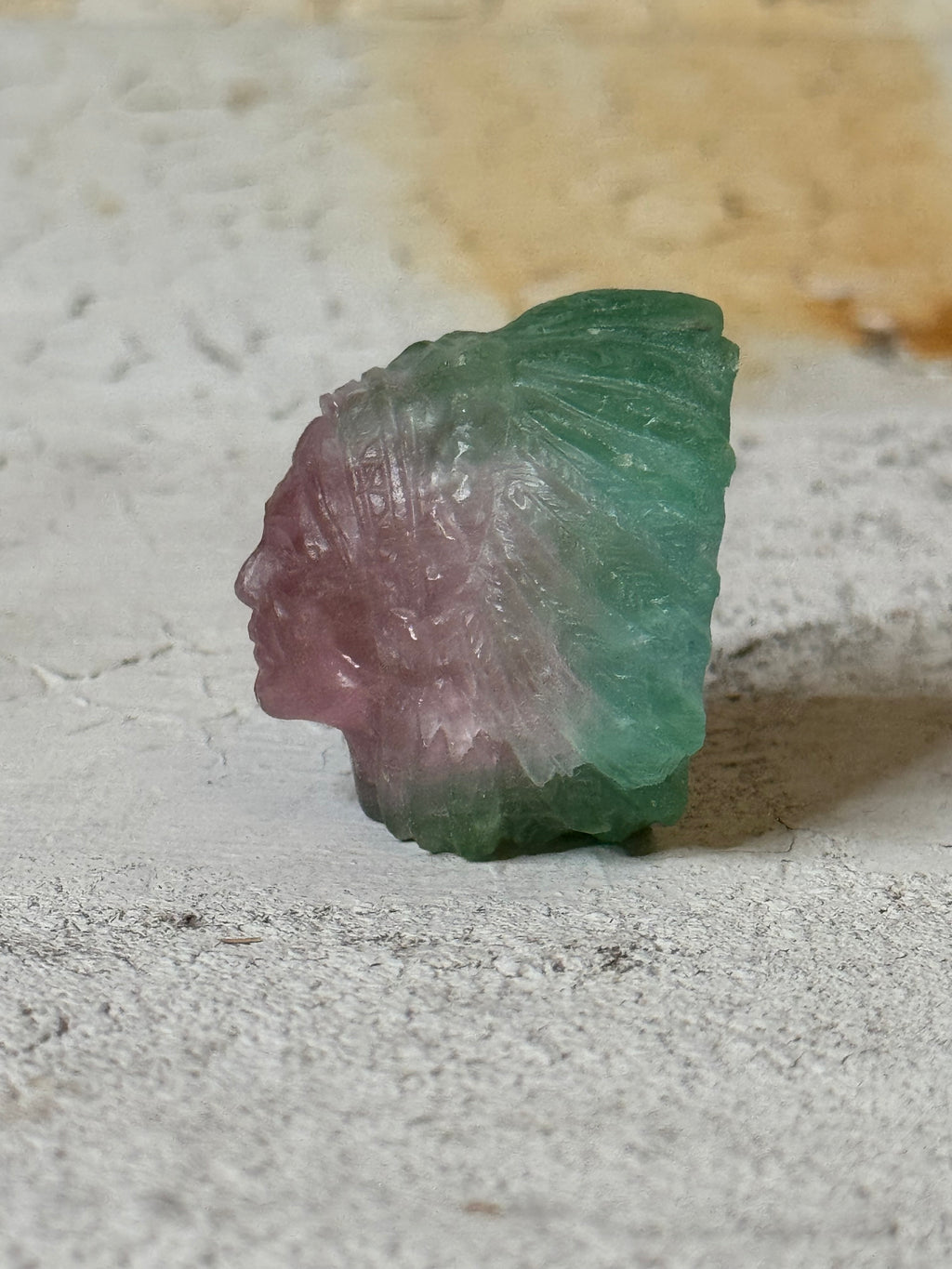 watermelon tourmaline carved indigenous being