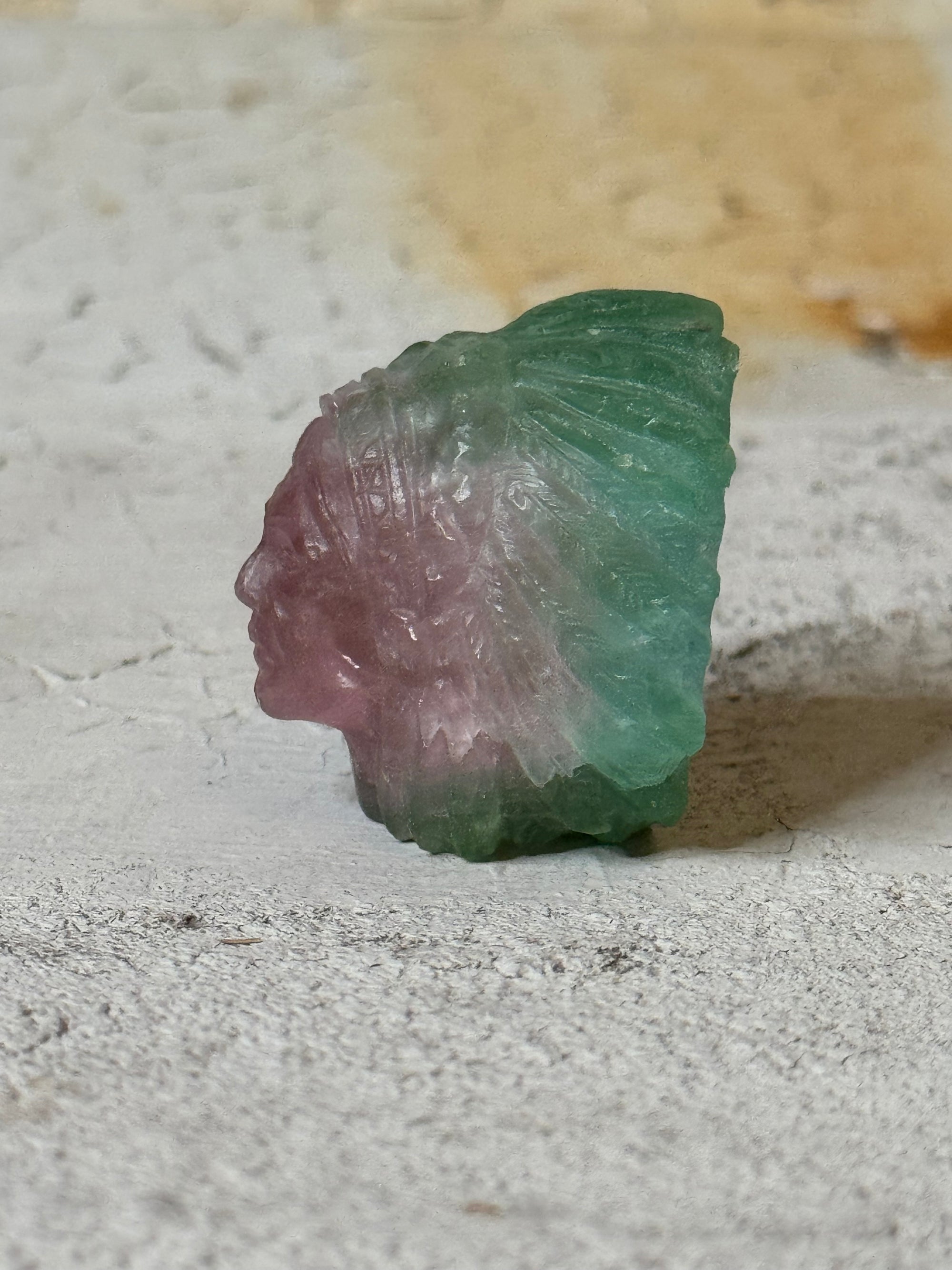 watermelon tourmaline carved indigenous being