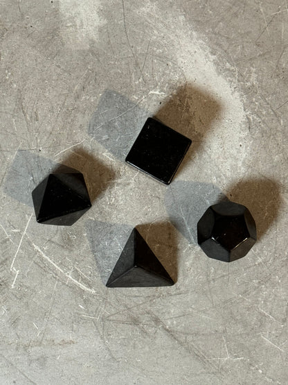 Shungite platonic solids