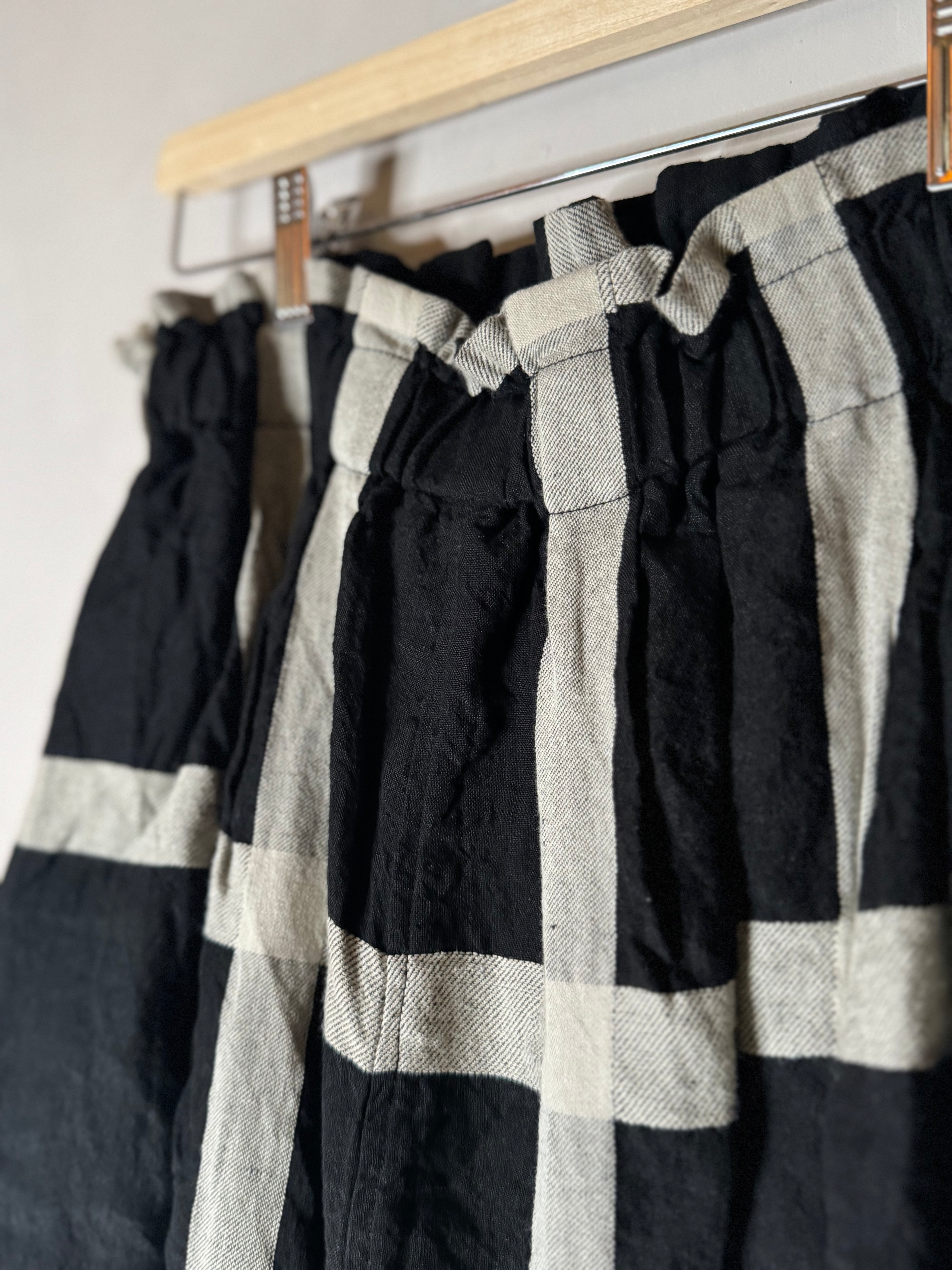 Ichi antiquites black and white plaid linen pants