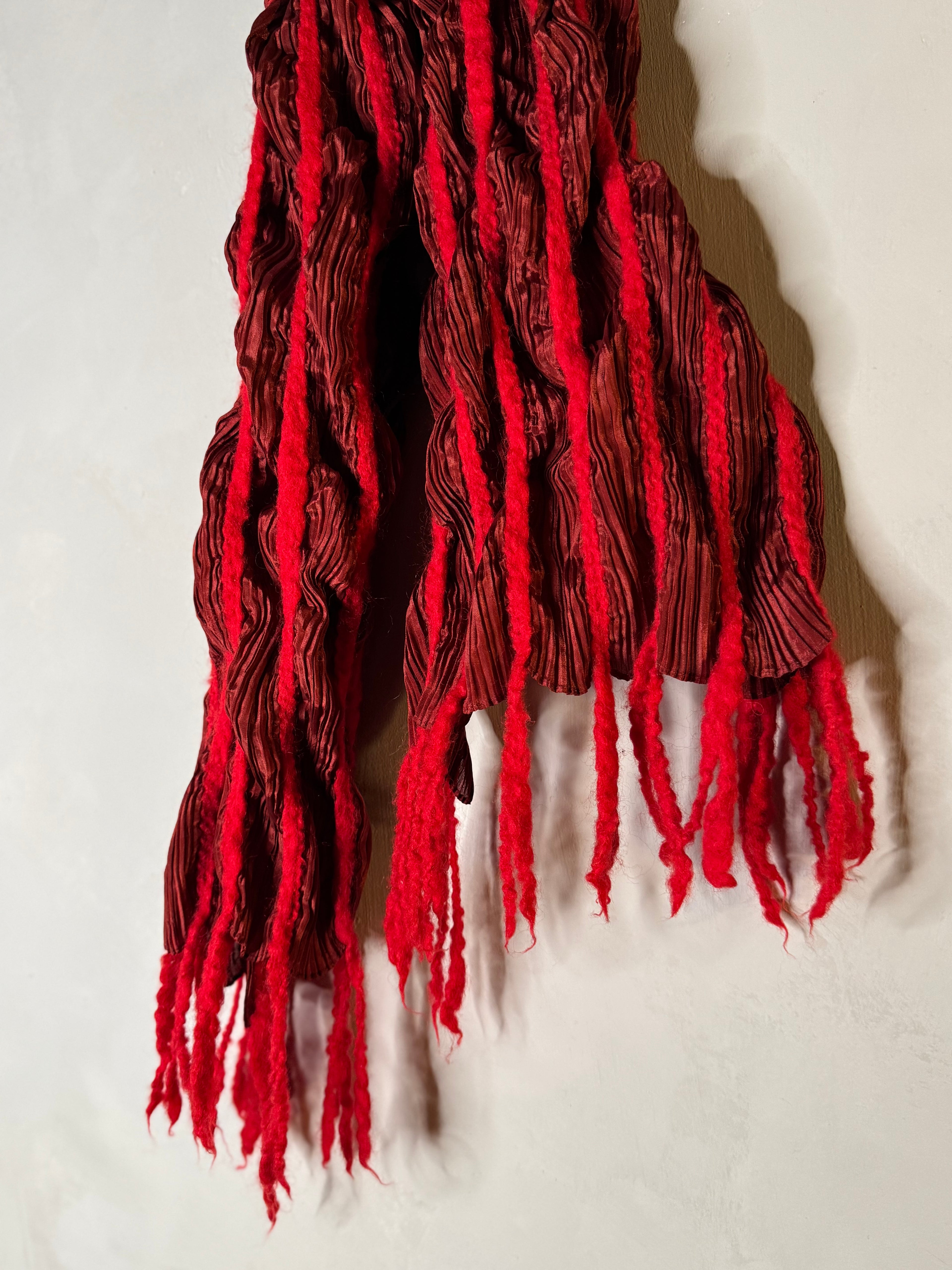 pleats please by Issey Miyake red scarf