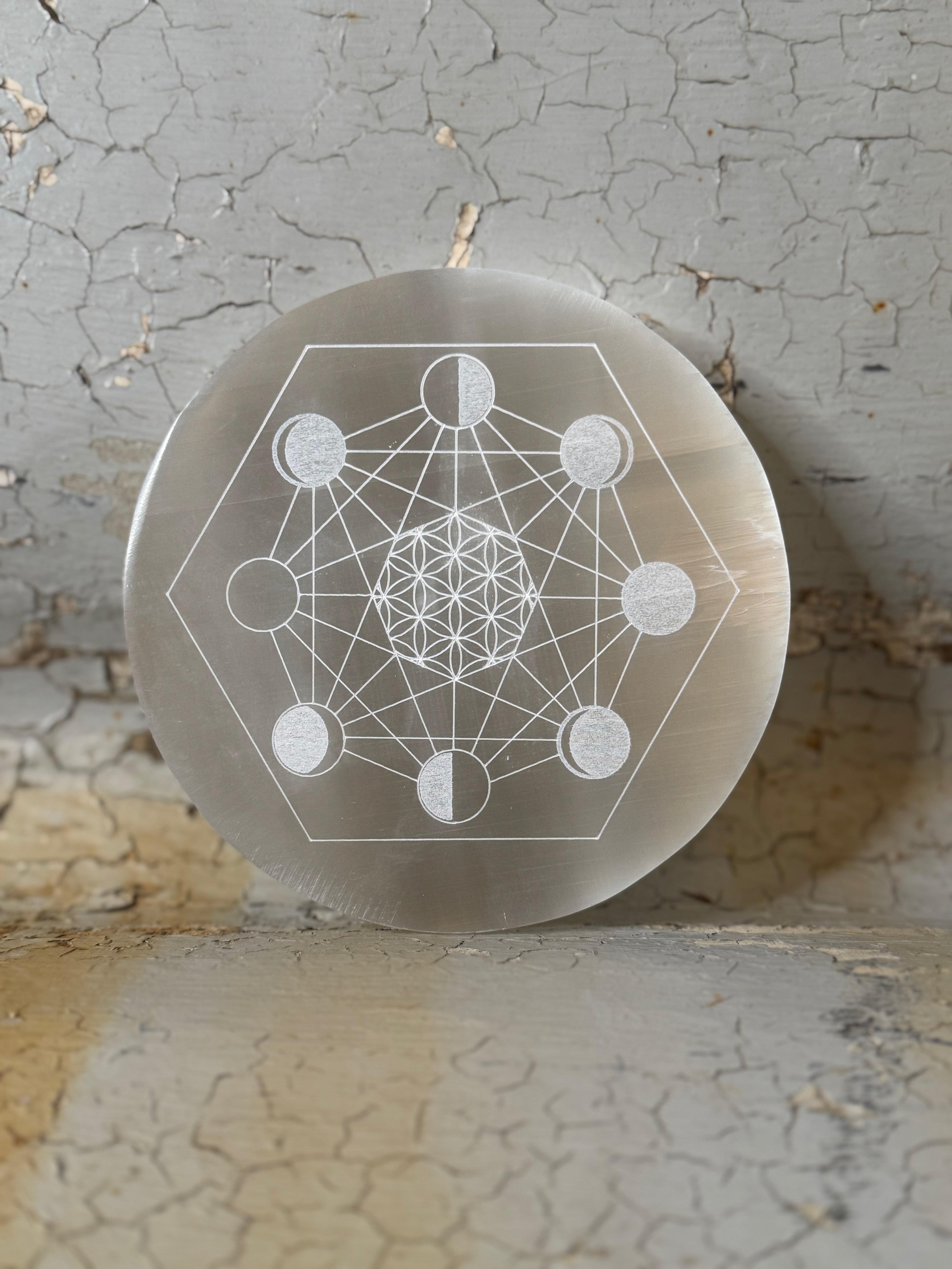 Selenite with Moon Phases