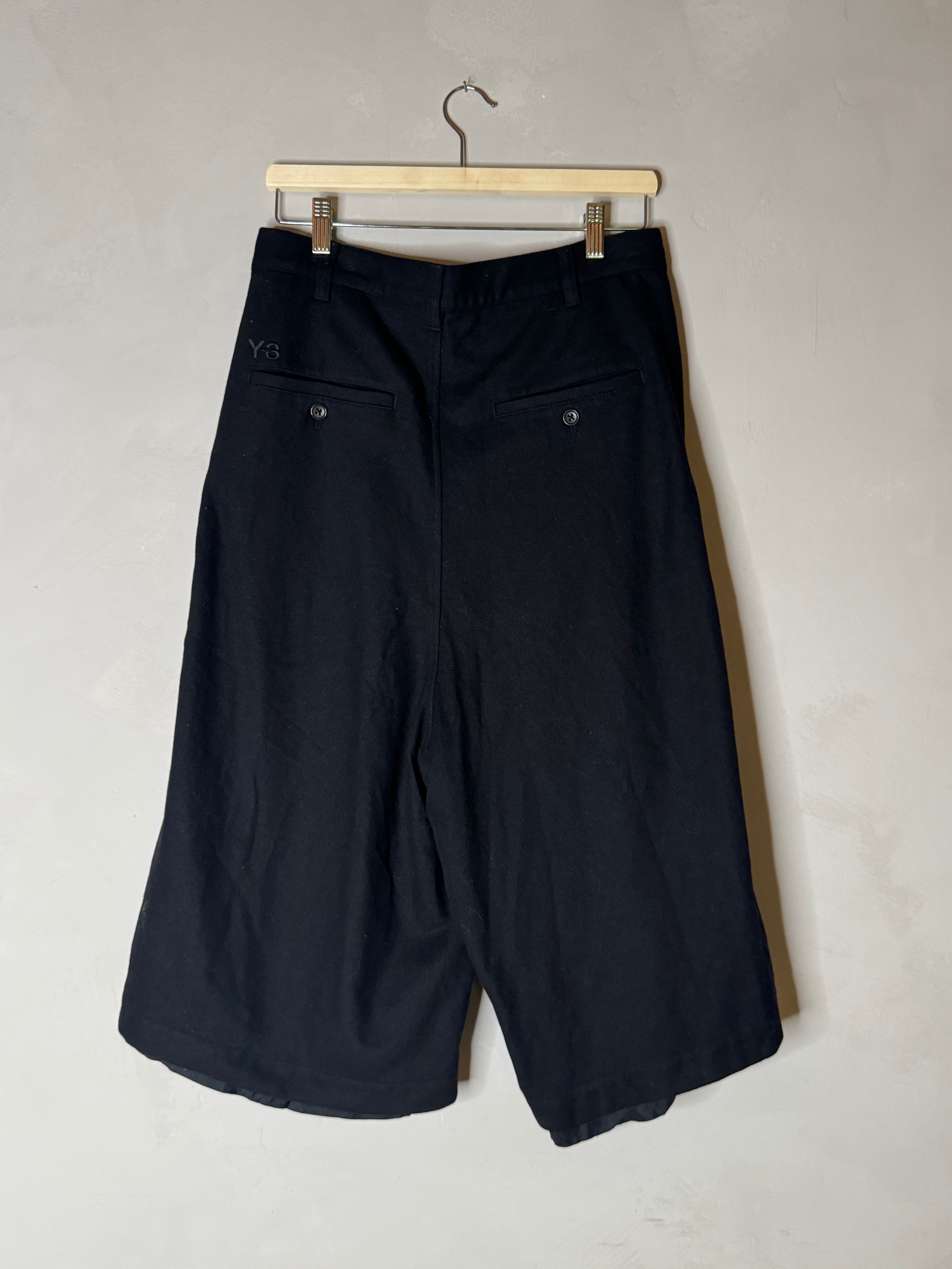 Y-3 wide leg cropped wool pants