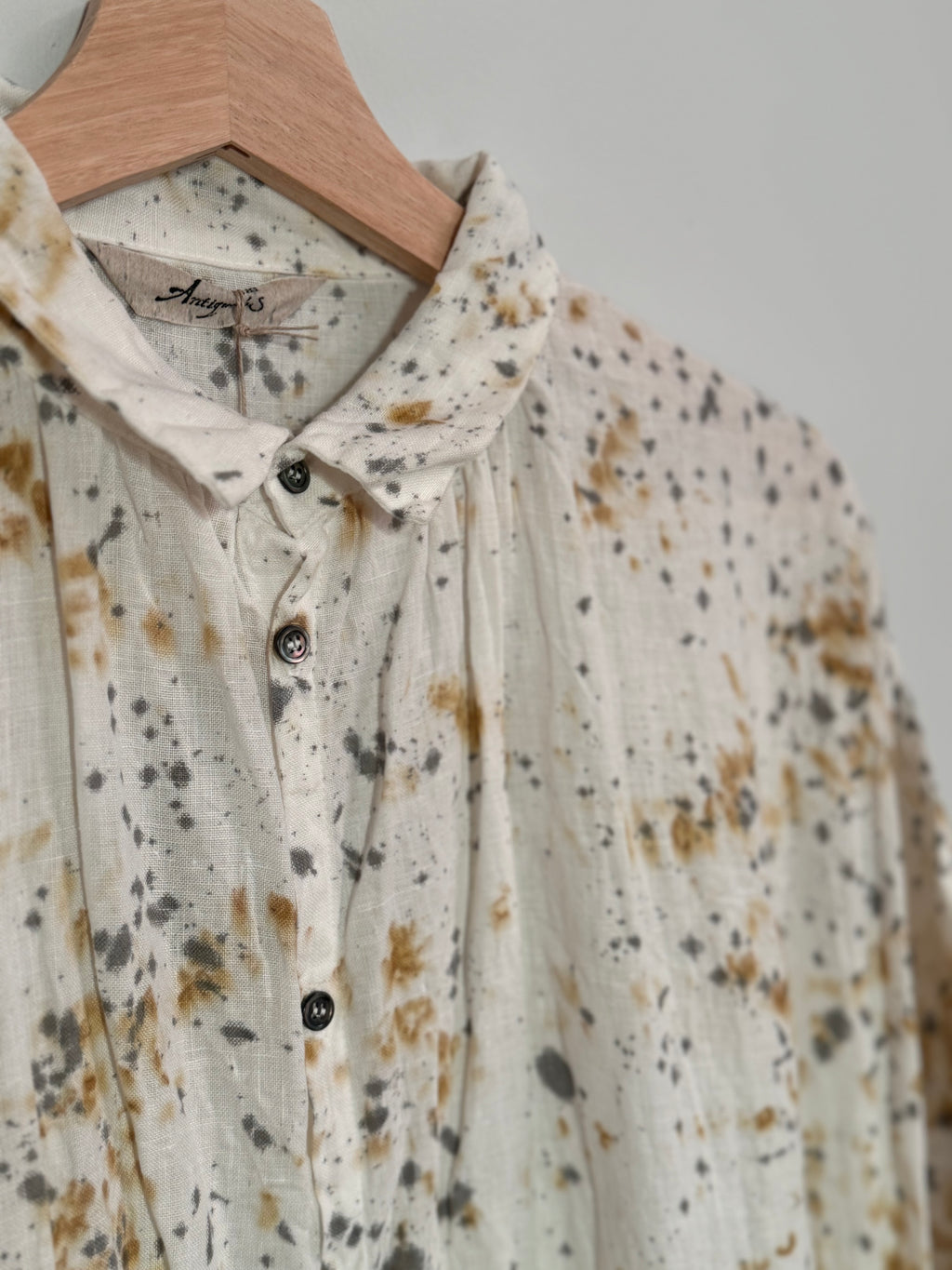 Ichi antiquites Sumi ink and gold linen dress