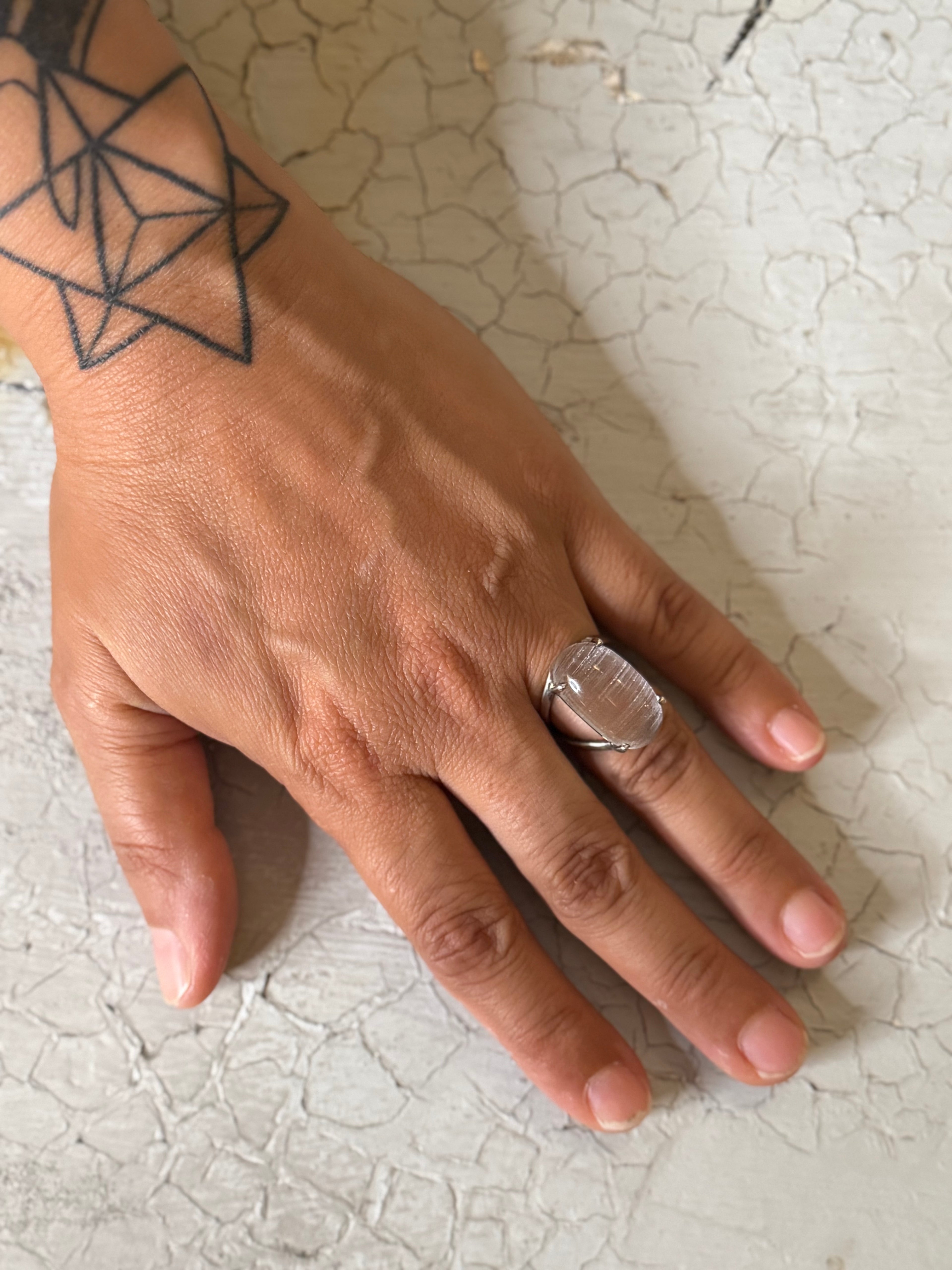 lemurian quartz sterling silver rings