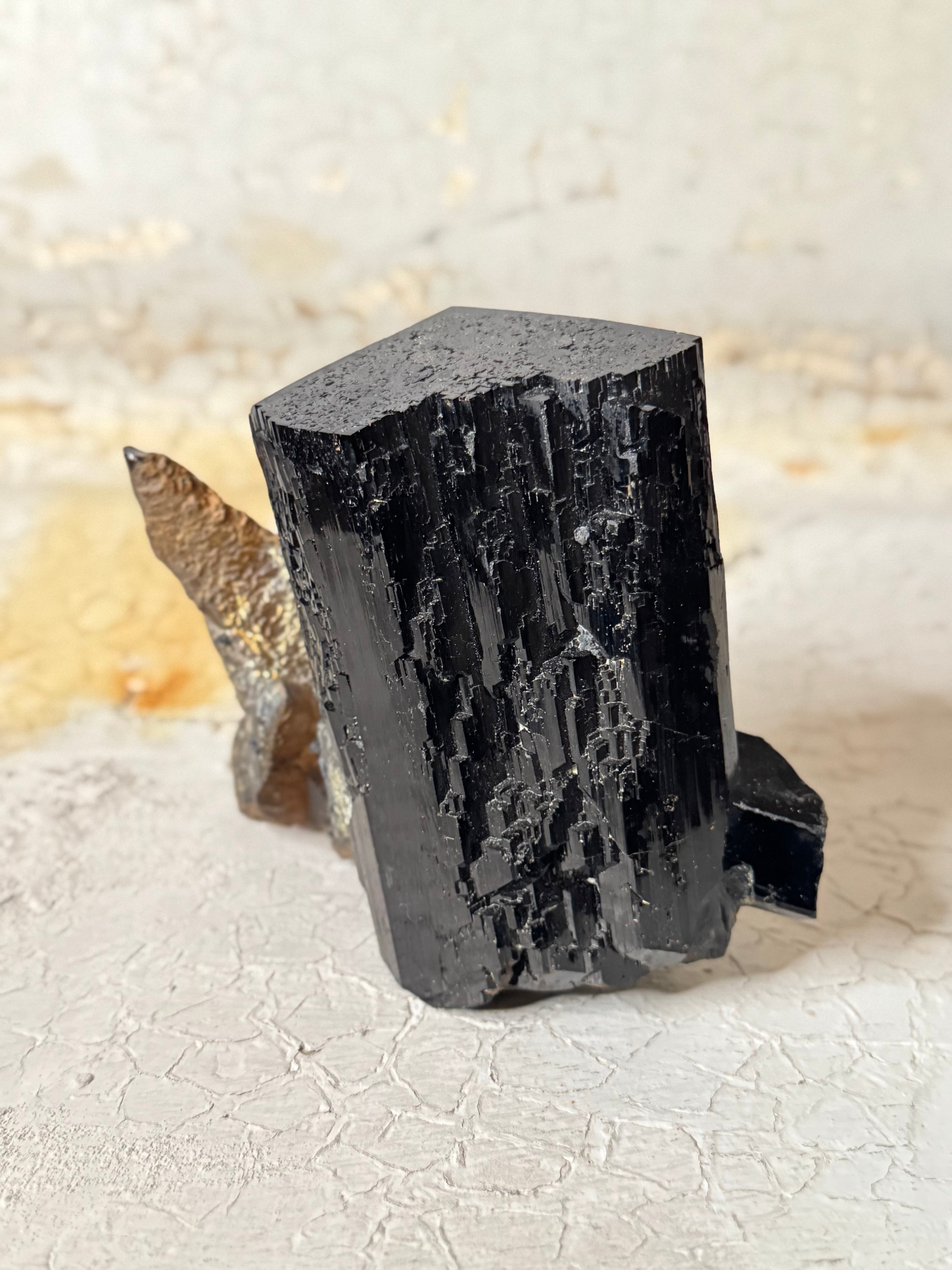 black tourmaline with calcite x large cluster