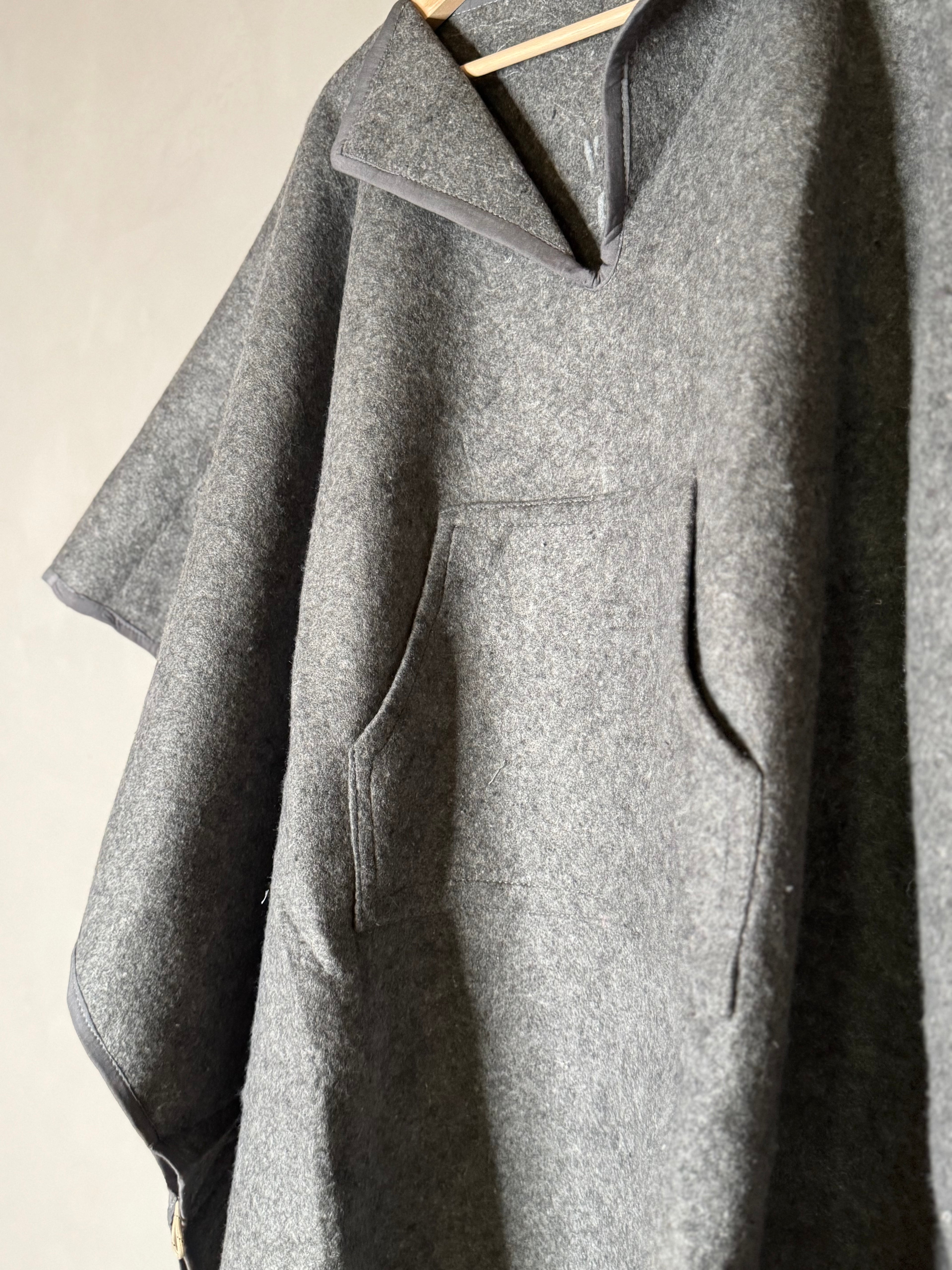 felted blanket poncho - gray