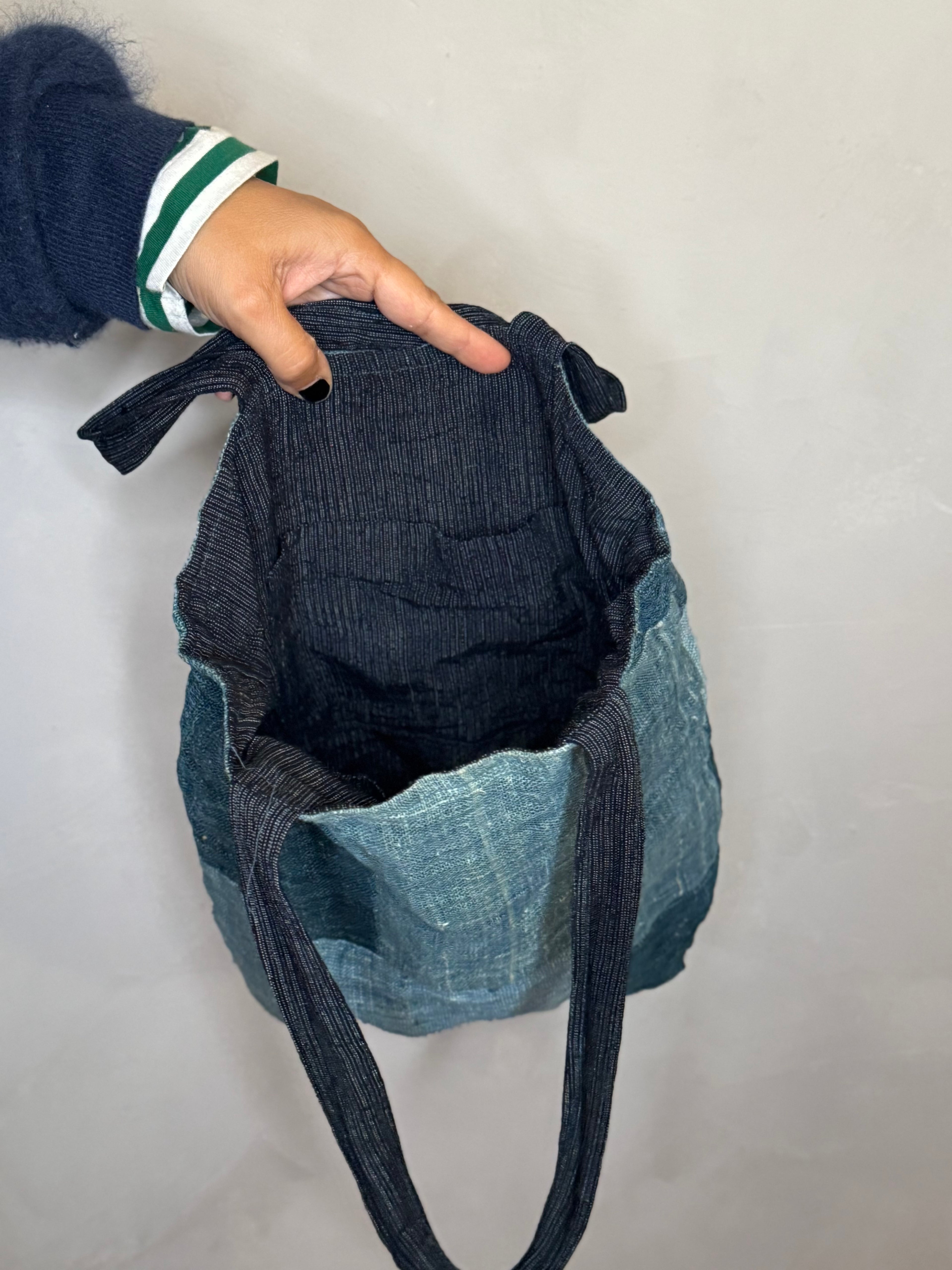 Linen handmade indigo tote