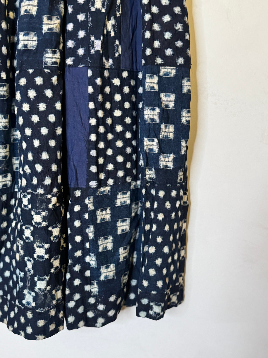 Handmade indigo patchwork skirt