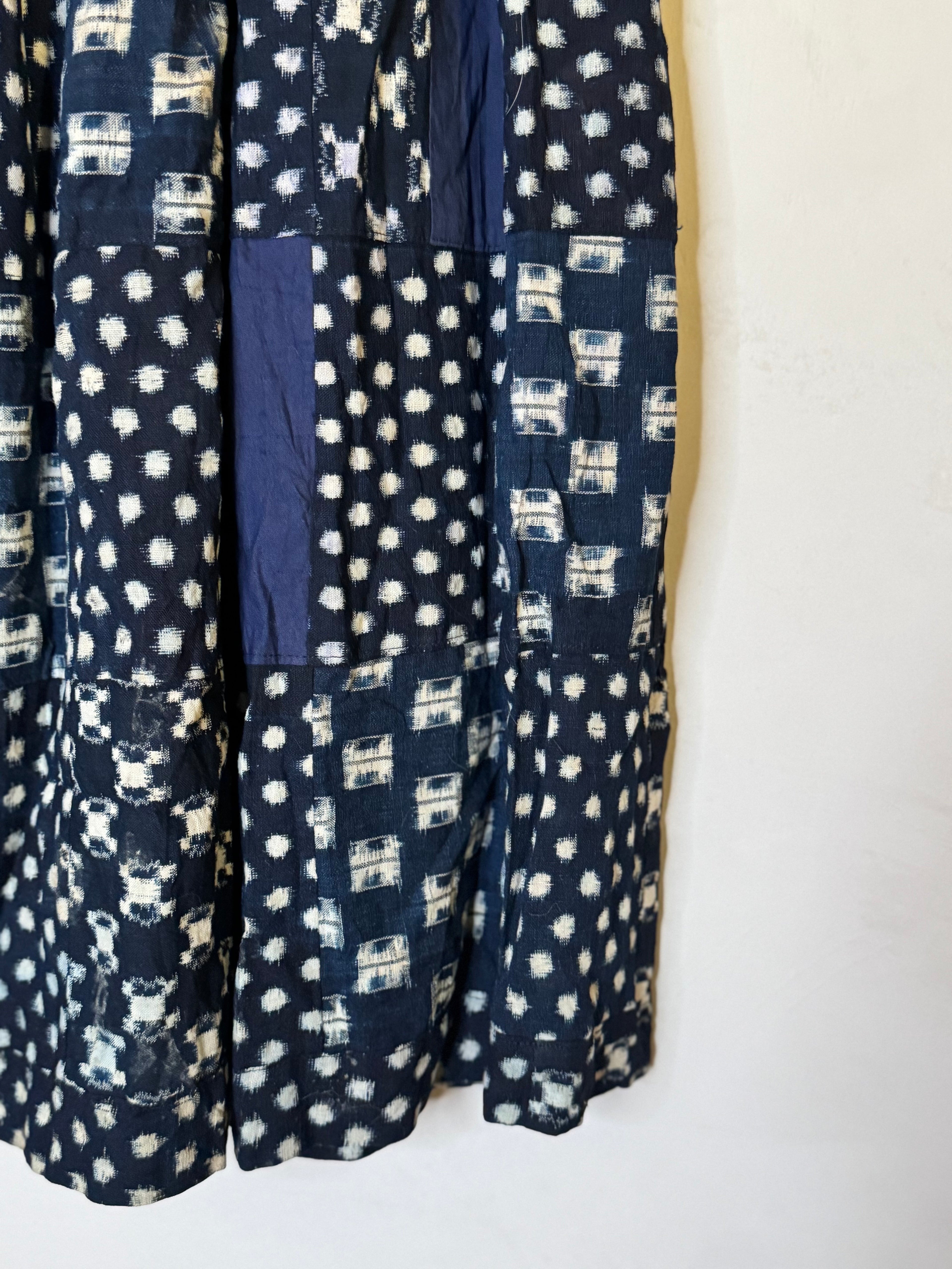 Handmade indigo patchwork skirt