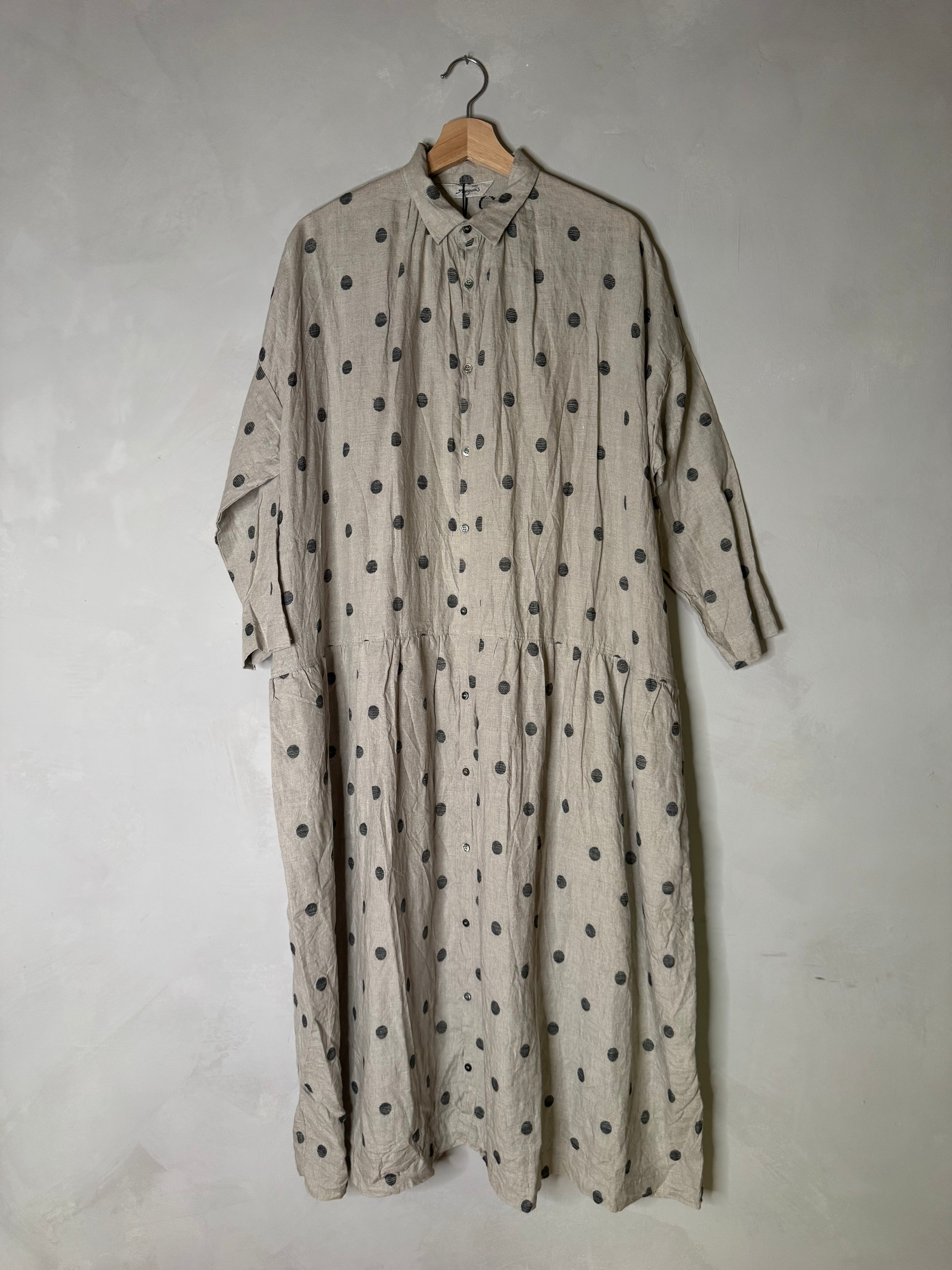 Ichi antiquites polka dot linen dress