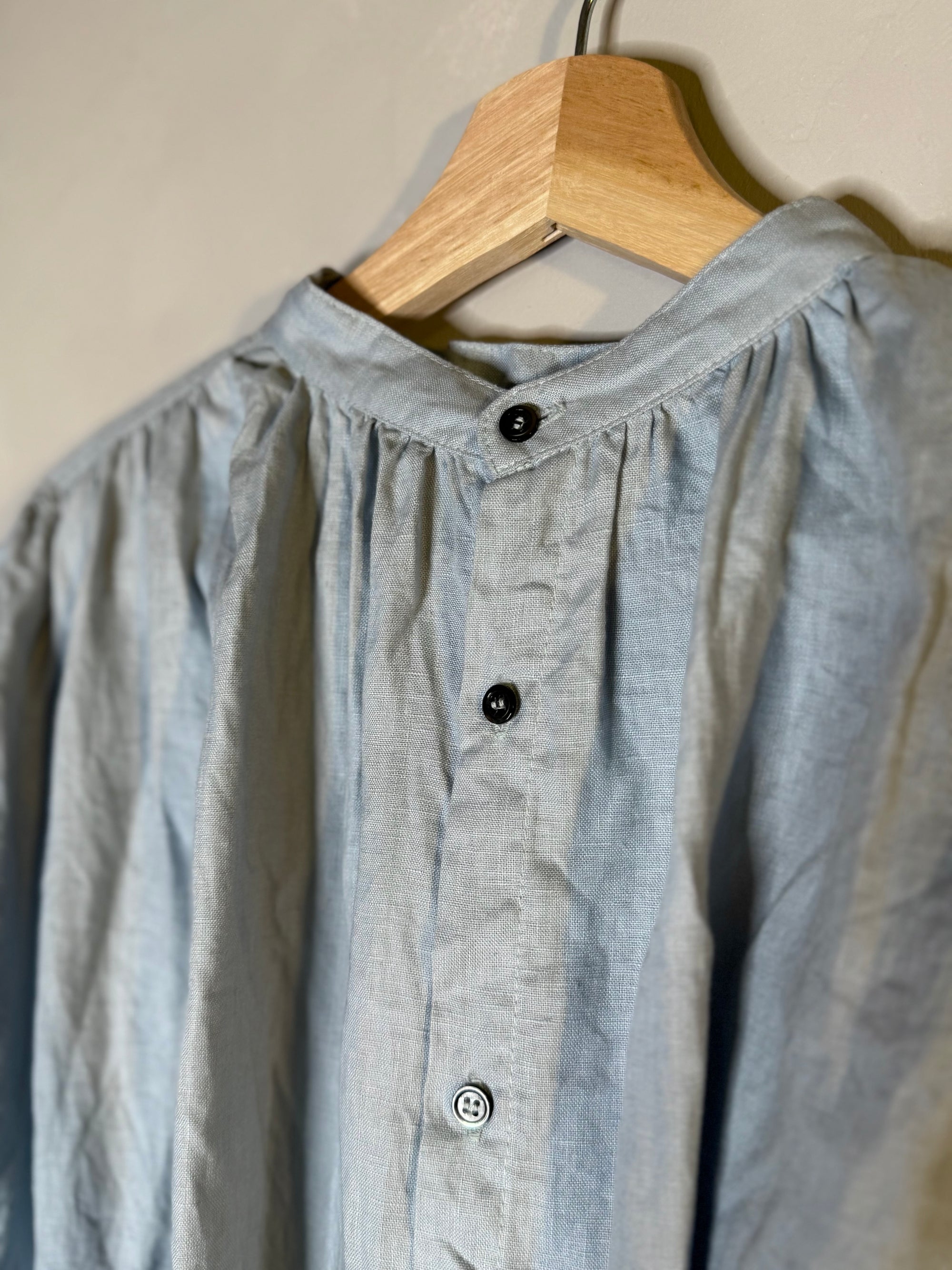 Ichi antiquites collarless linen shirt