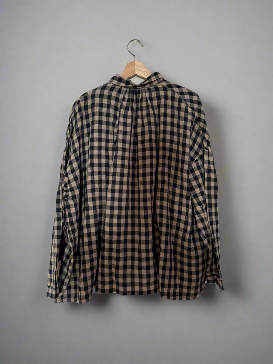 Ichi antiquites Gingham blue and white linen shirt