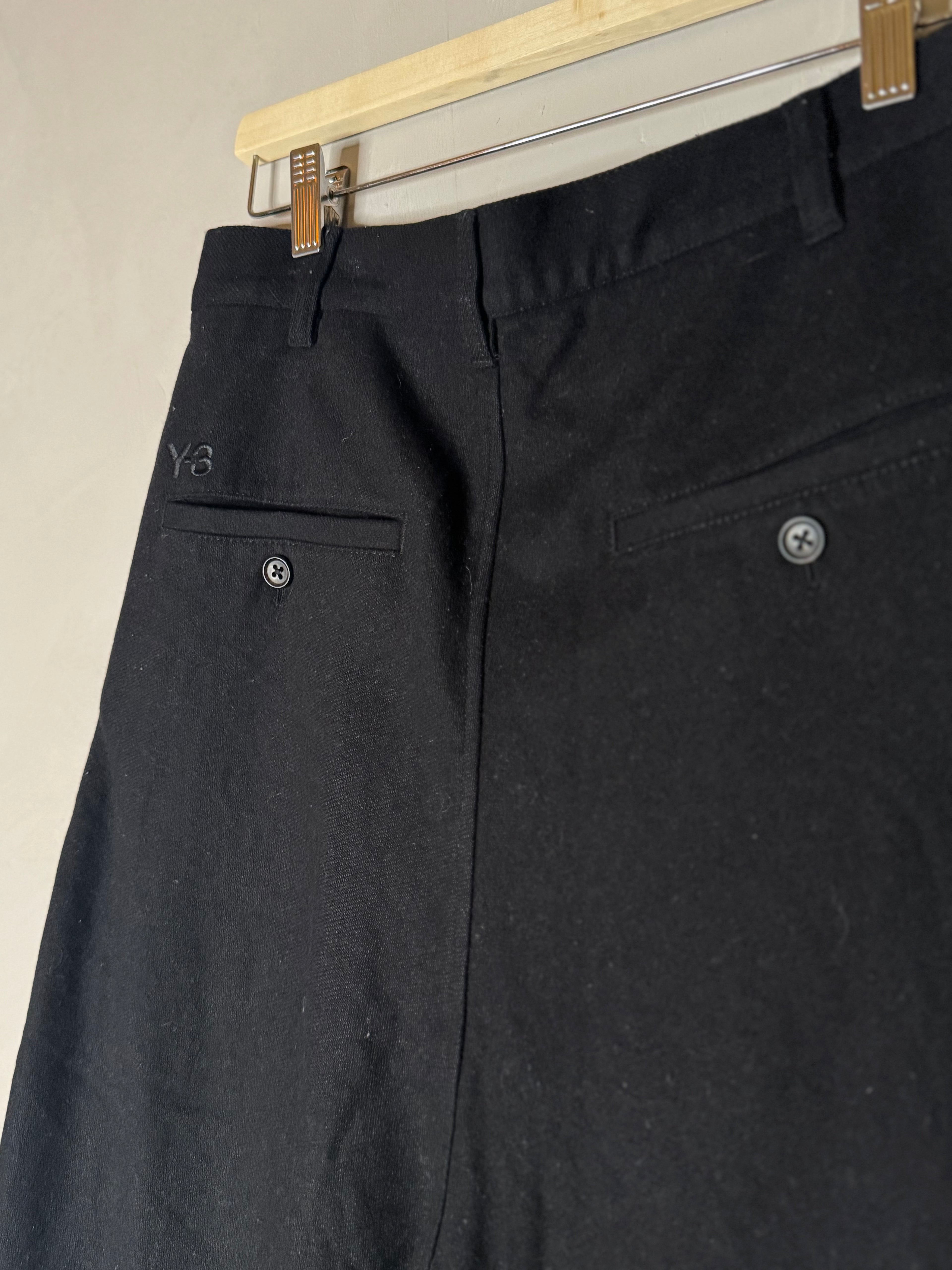 Y-3 wide leg cropped wool pants