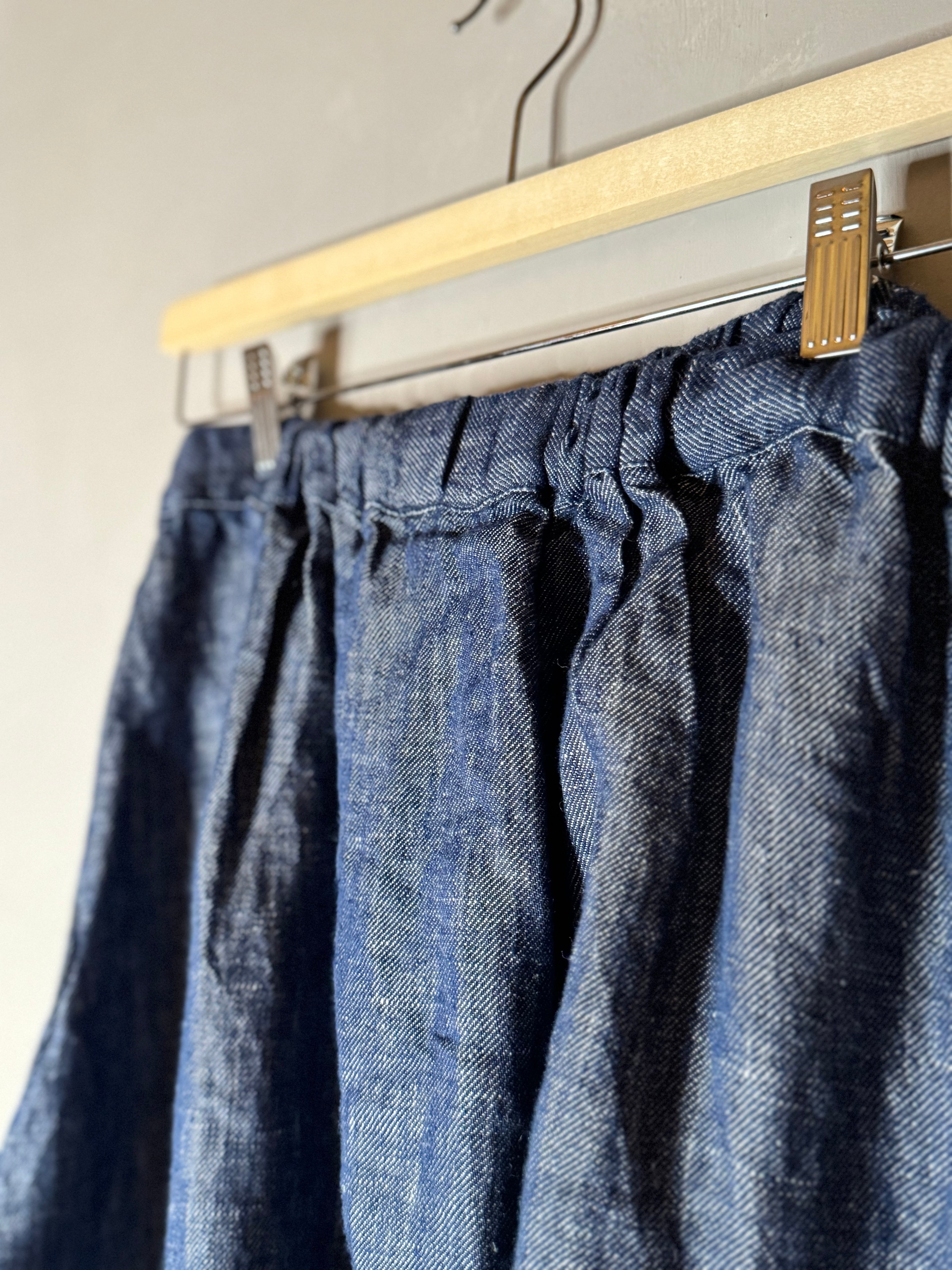 Ichi linen denim drop crotch sarouel pant