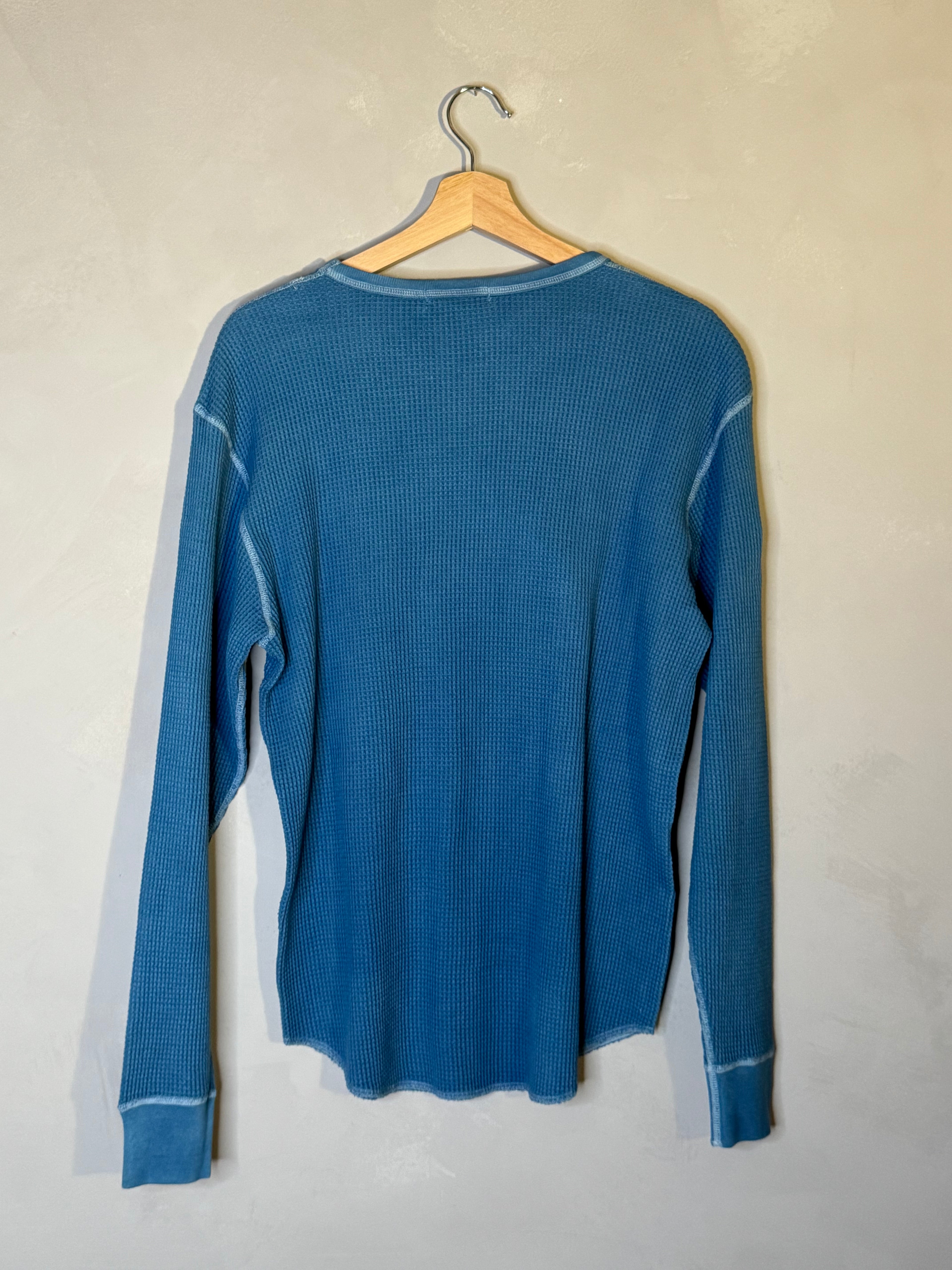 Ichi Antiquites indigo waffle knit cotton shirt
