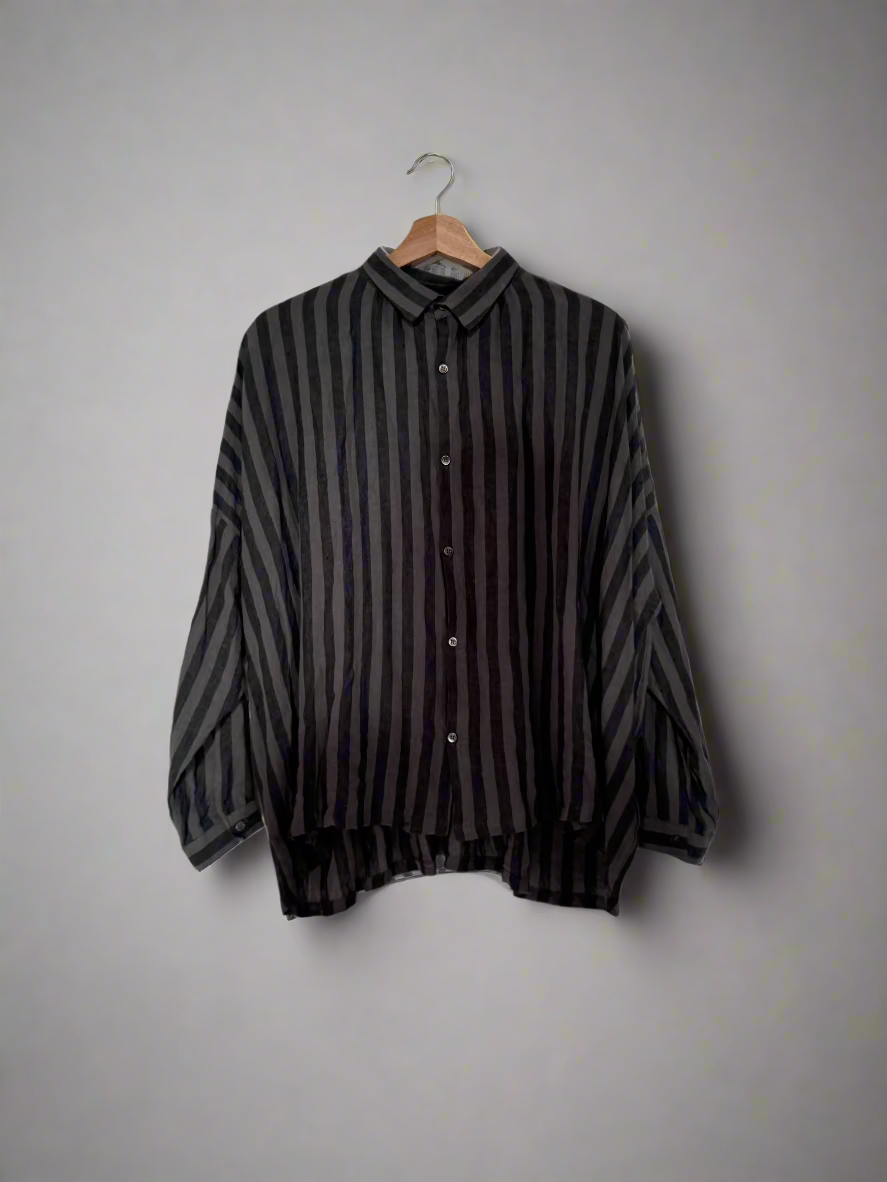 Ichi antiquites Striped grey linen shirt