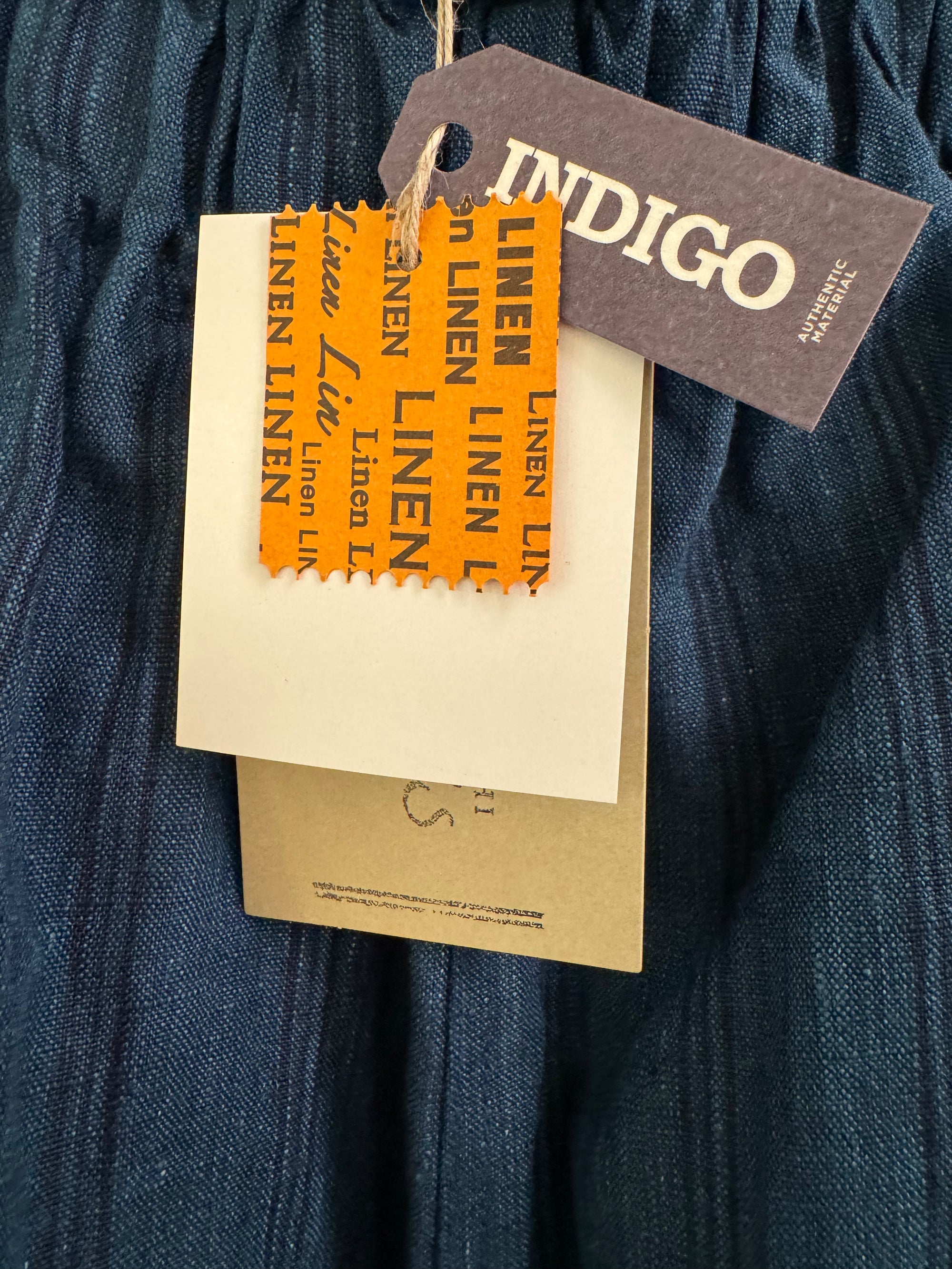 Ichi antiquites Indigo linen striped wide pant