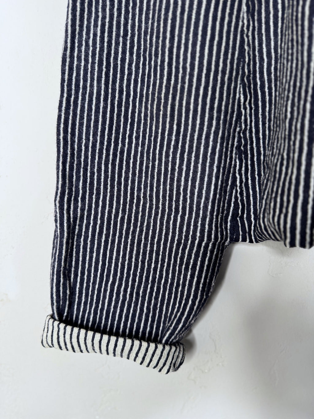 comme des garçons wool striped drop crotch pants