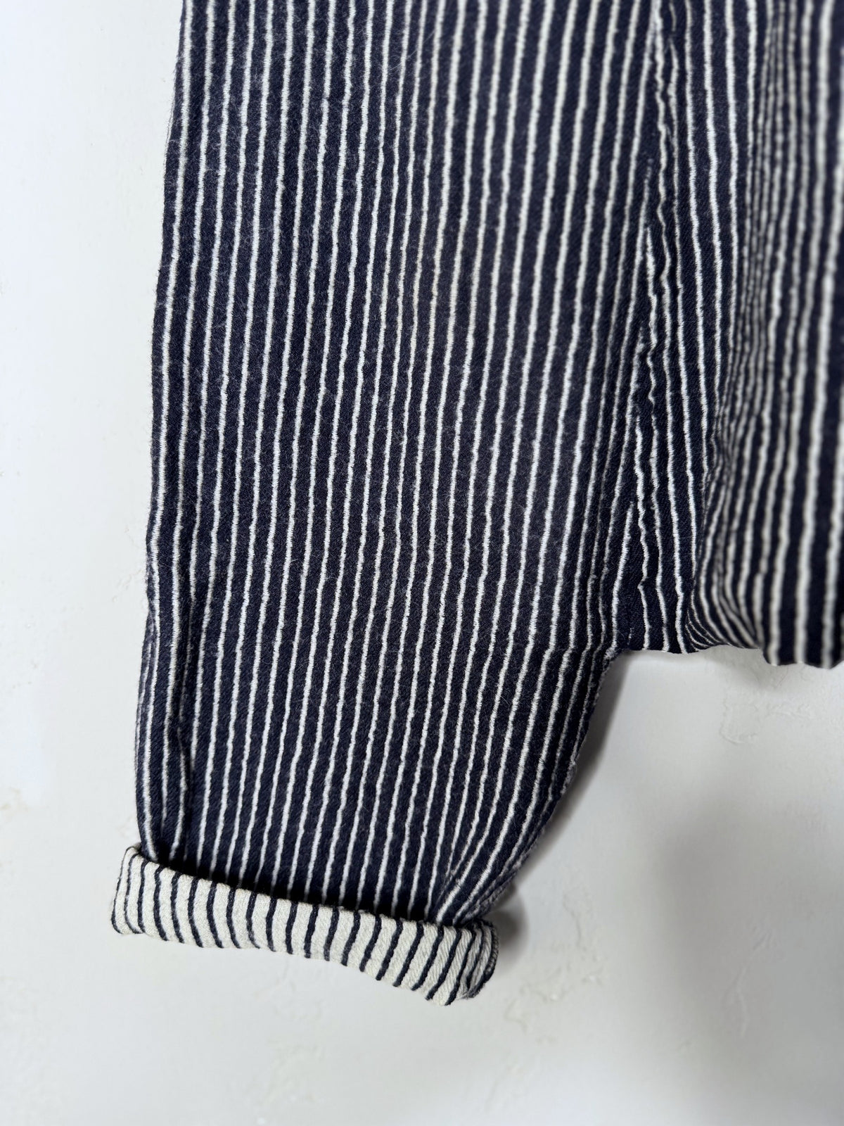 comme des garçons wool striped drop crotch pants