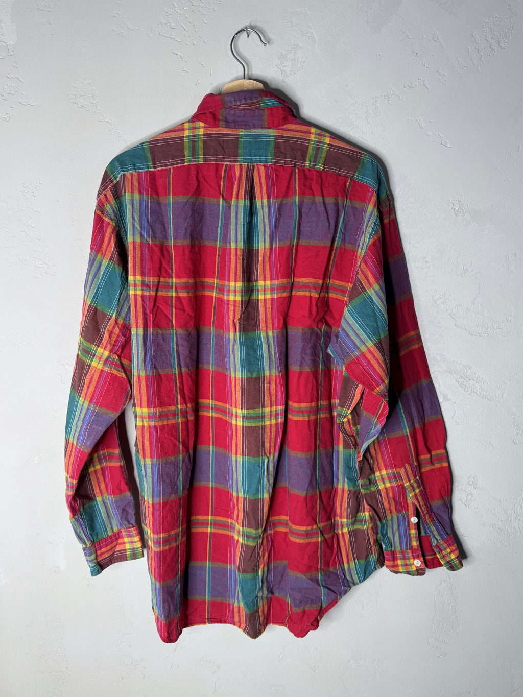 ralph lauren plaid long sleeved button down shirt