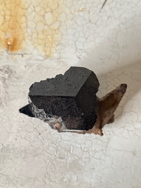 black tourmaline with calcite x large cluster