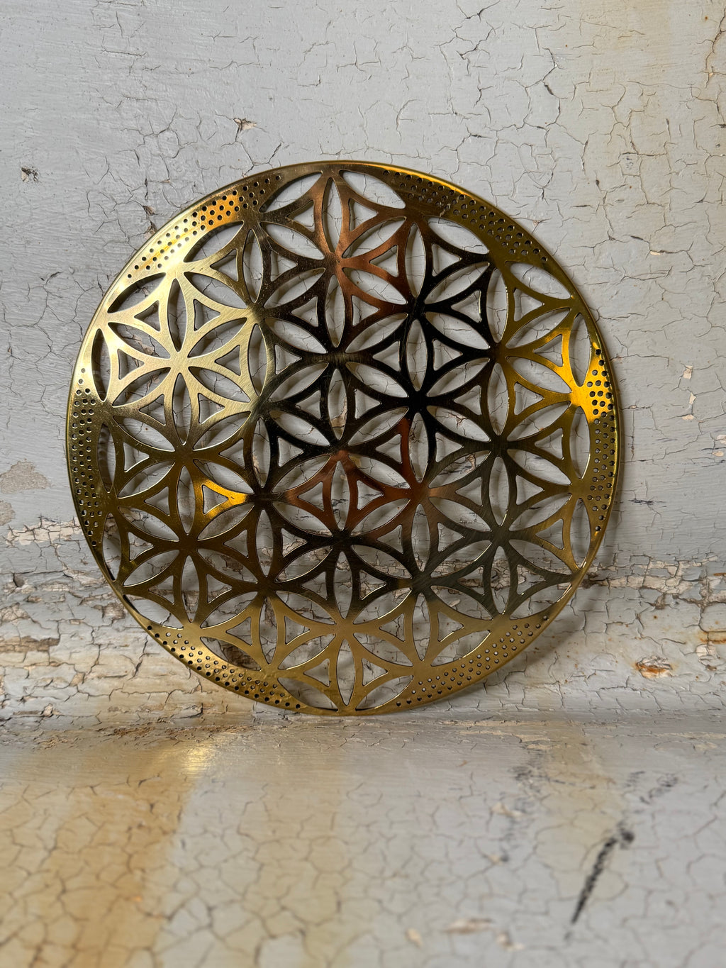 flower of life in brass