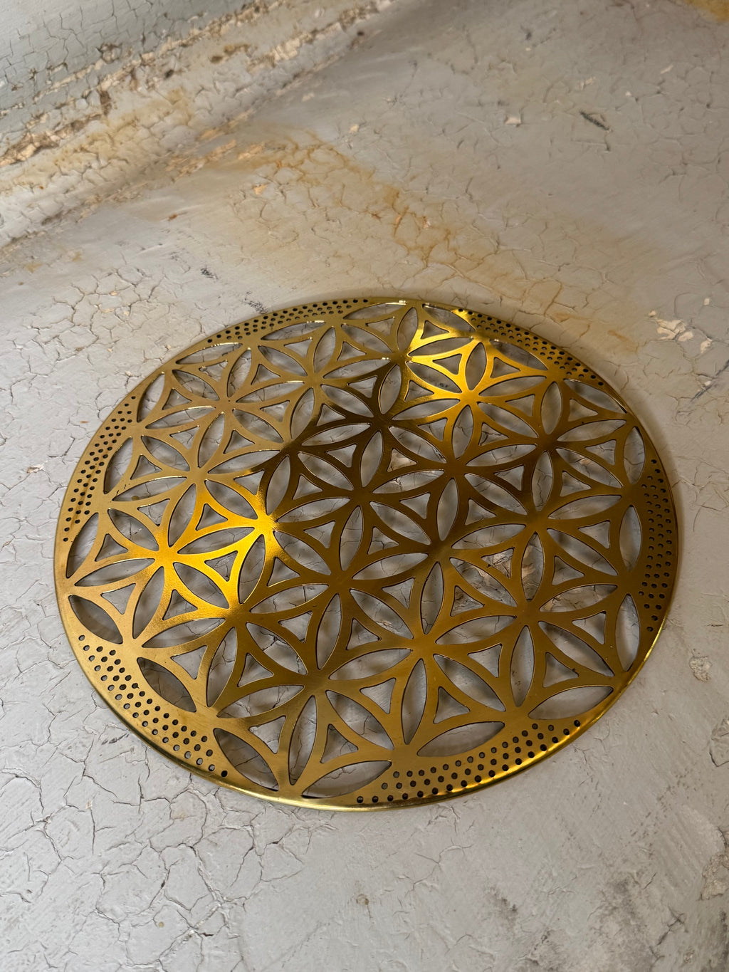 flower of life in brass