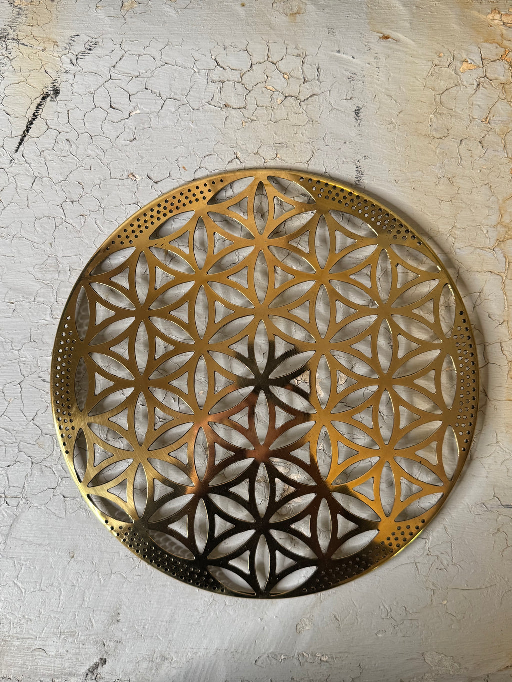 flower of life in brass