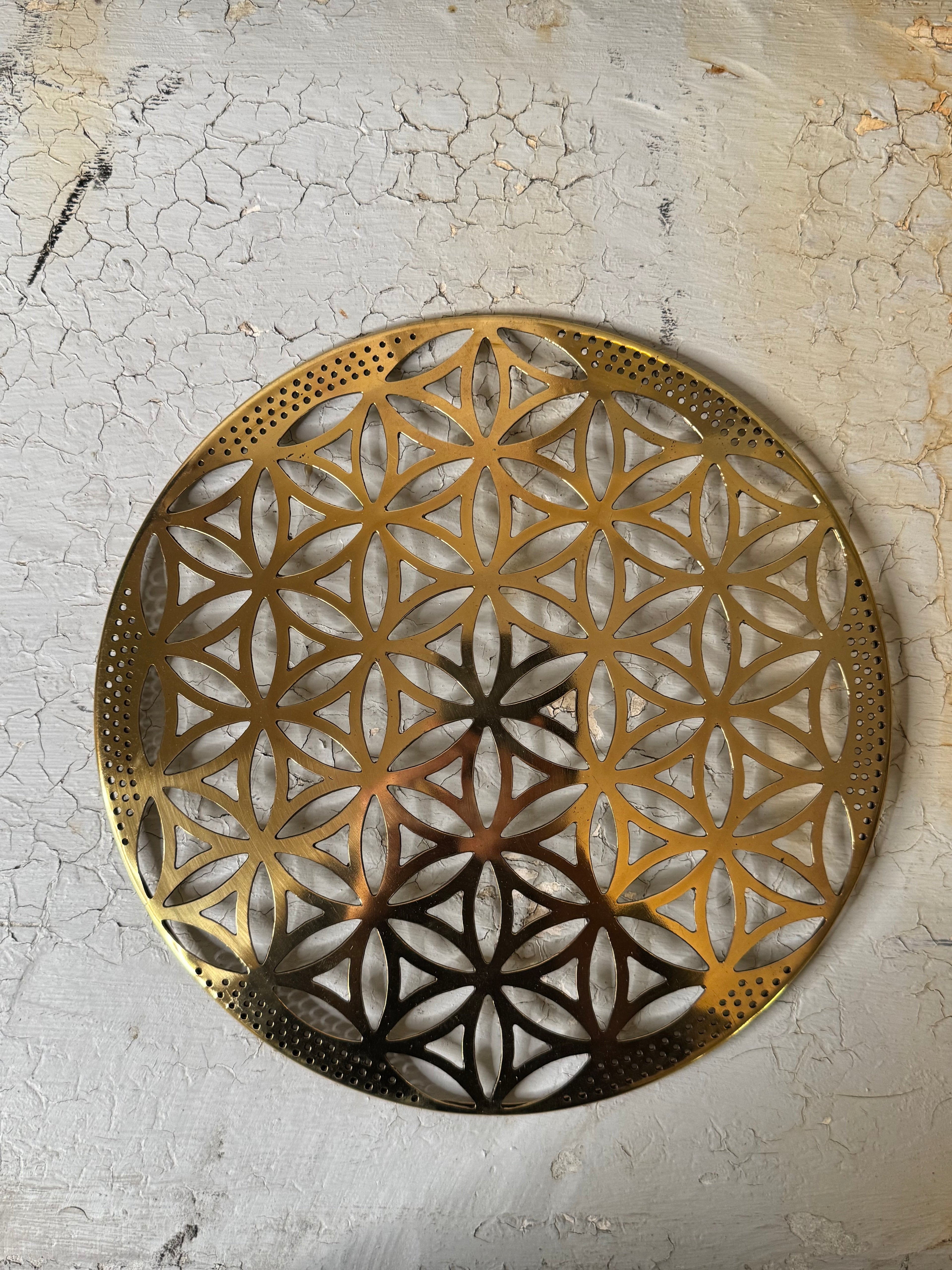 flower of life in brass
