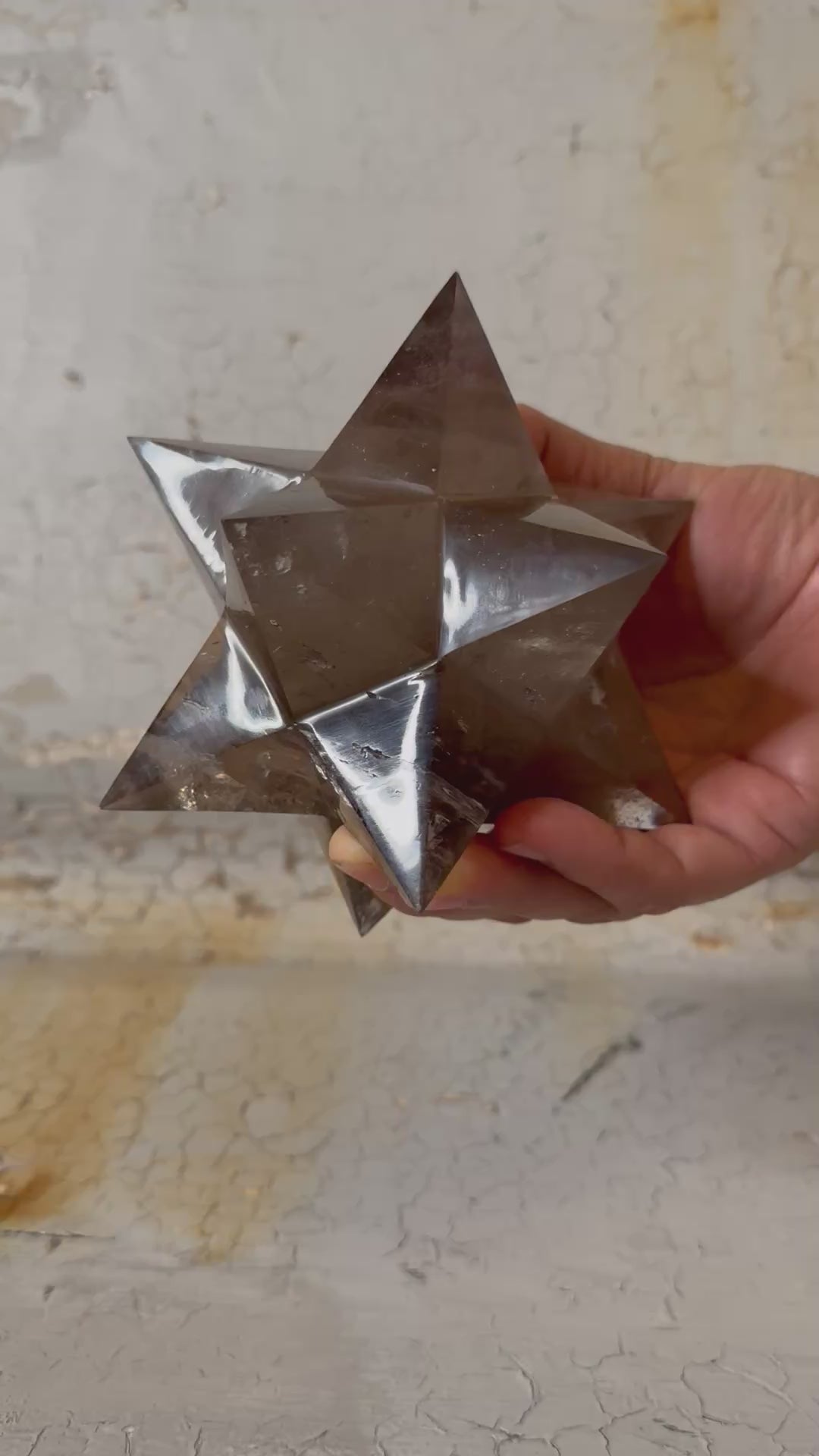 stellated dodecahedron solid smoky quartz XL