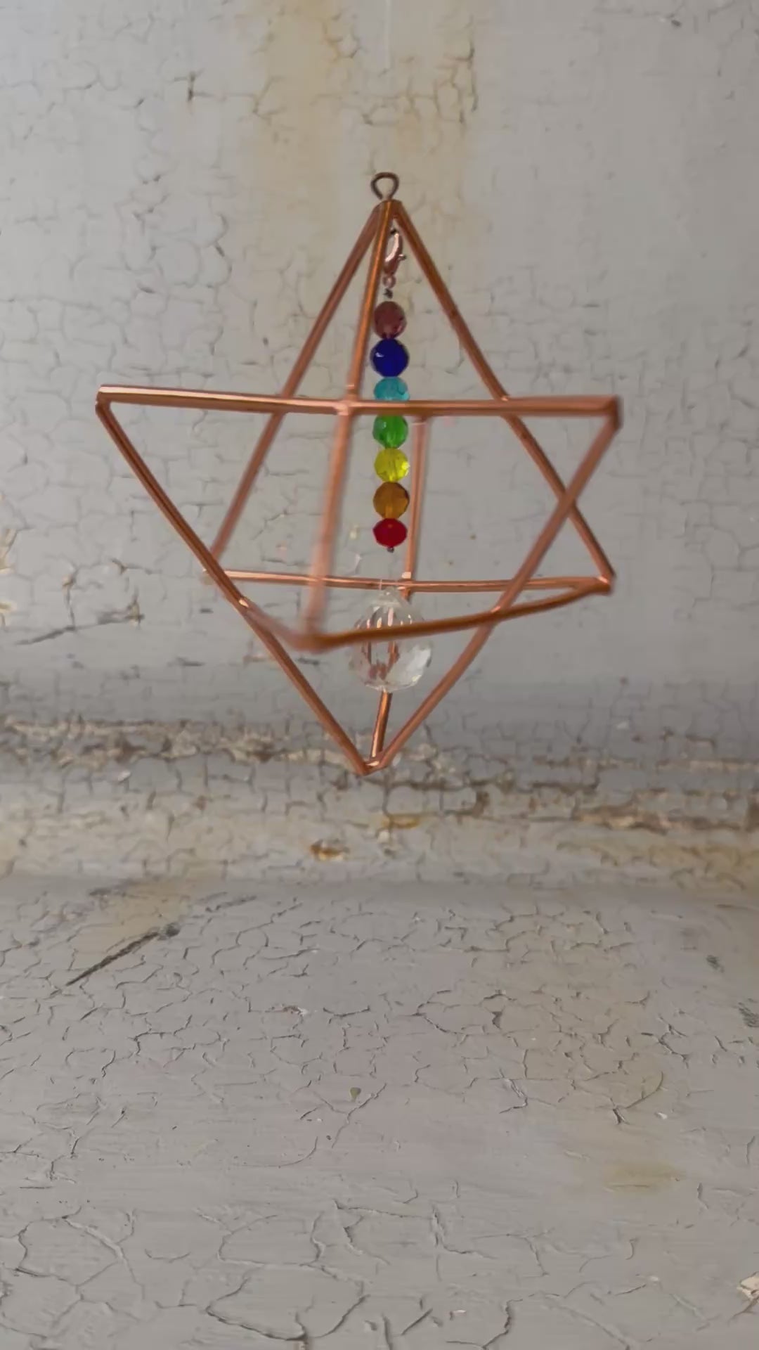 4" Copper Merkaba Energizer w/ Chakra Crystals