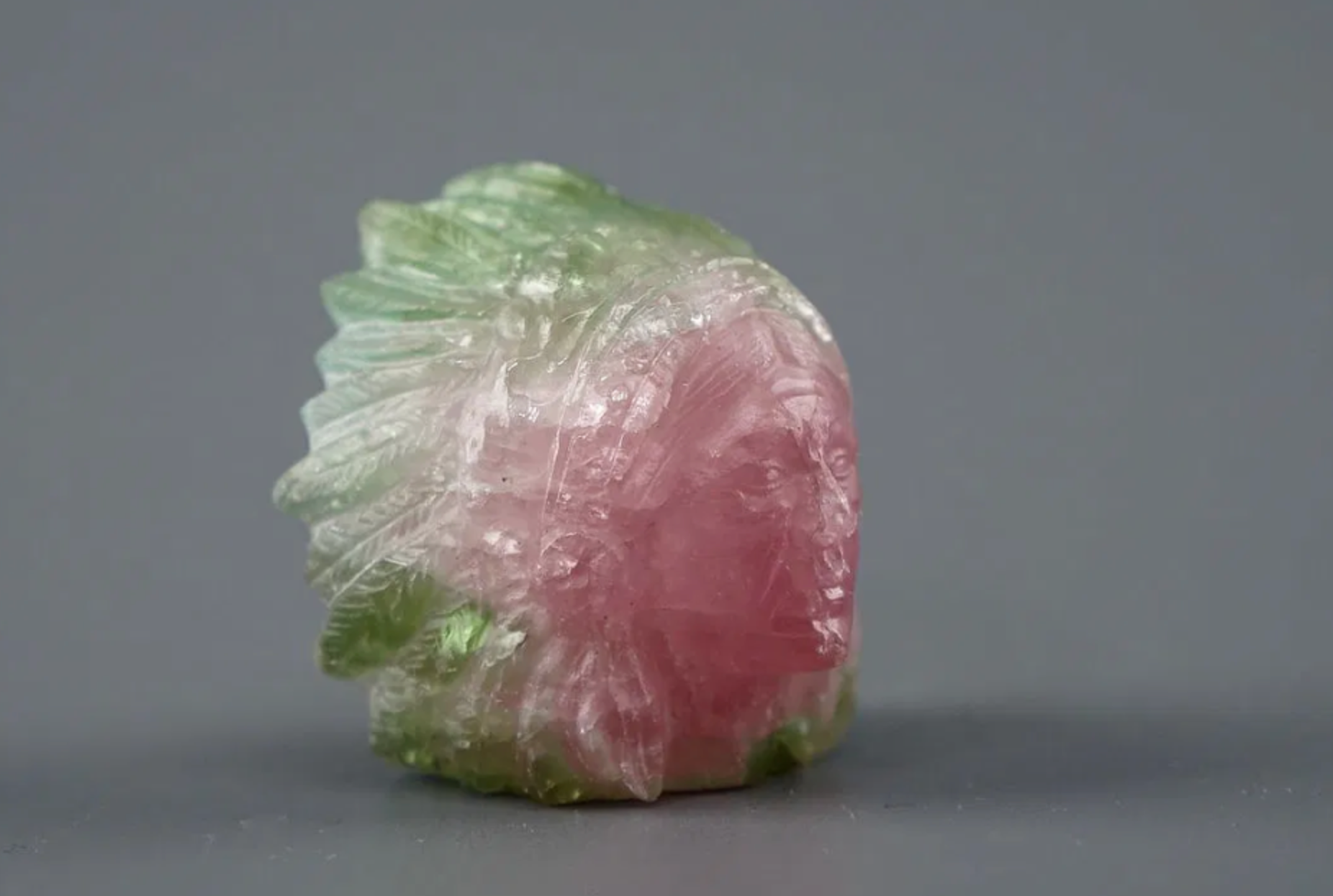 watermelon tourmaline carved indigenous being
