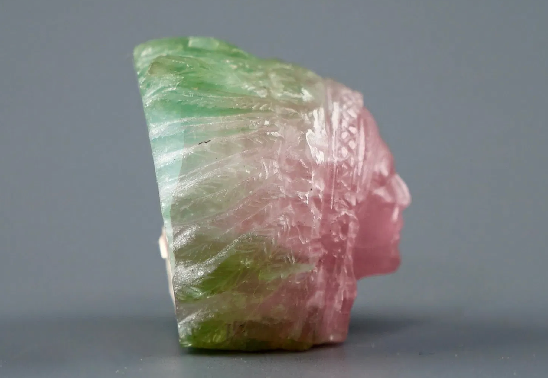 watermelon tourmaline carved indigenous being